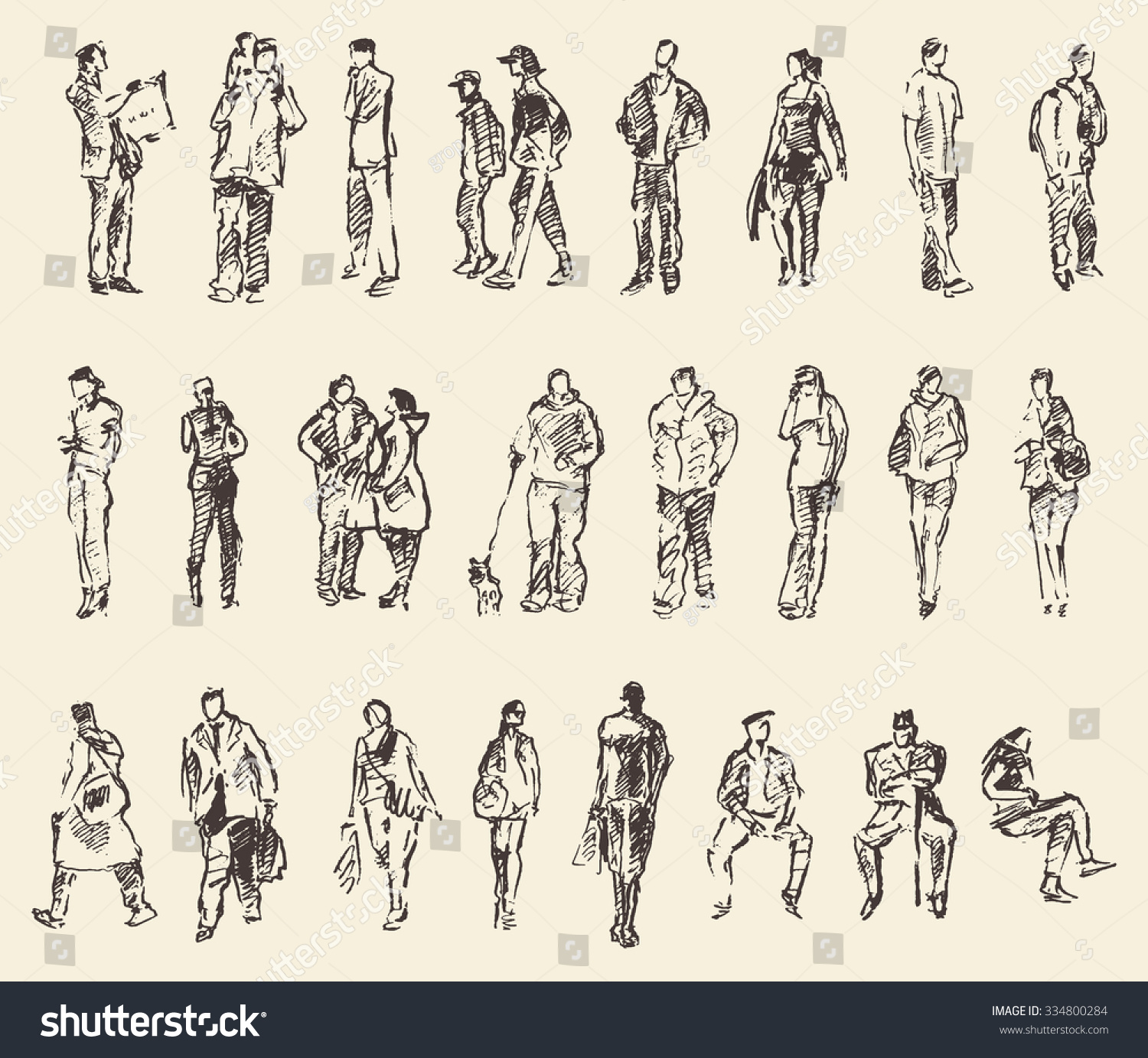 Sketch Of People, Vector Illustration, Hand Drawing - 334800284 ...