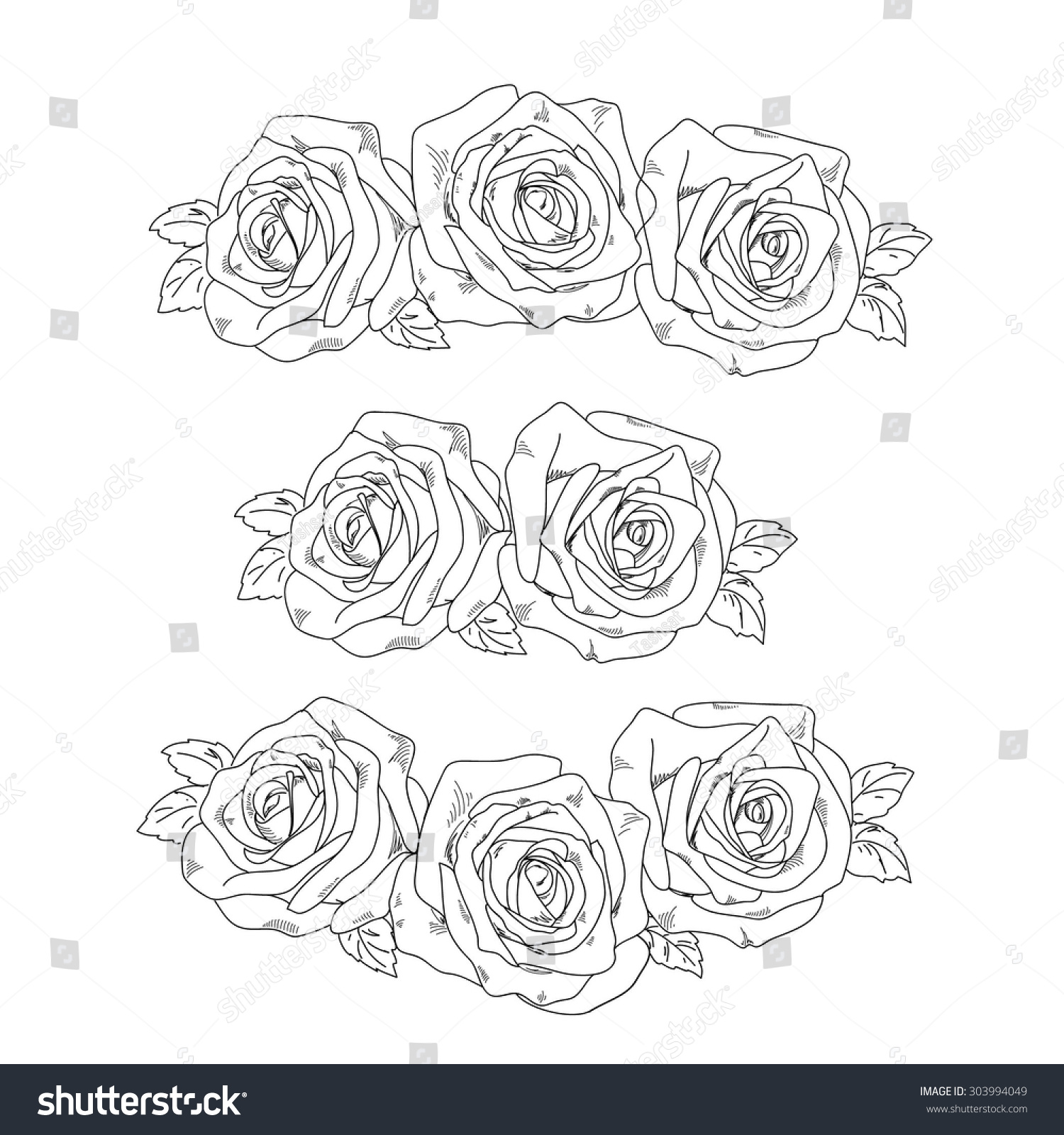 Sketch Of Roses Stock Vector Illustration 303994049 : Shutterstock