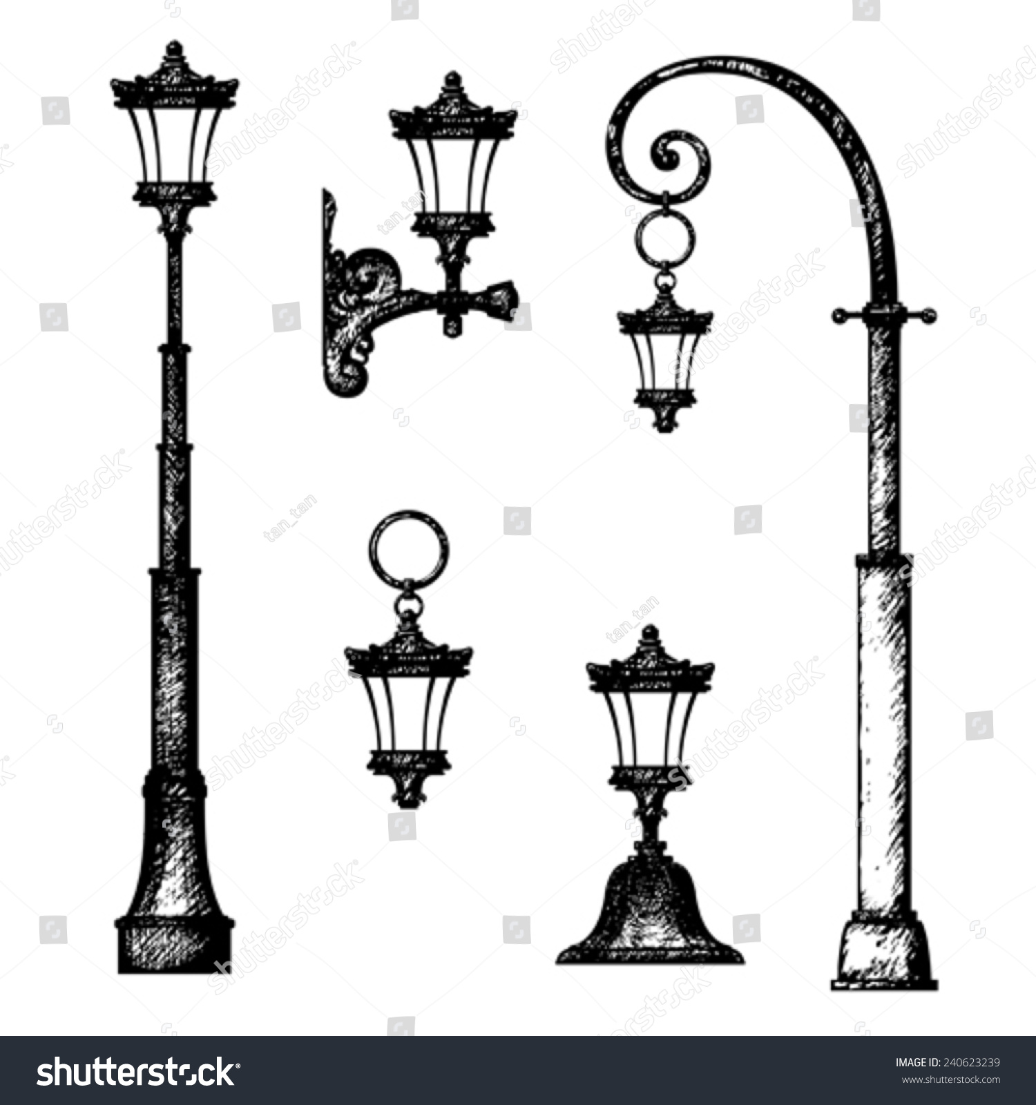 Sketch Street Light Vector Drawing Stock Vector (Royalty Free) 240623239