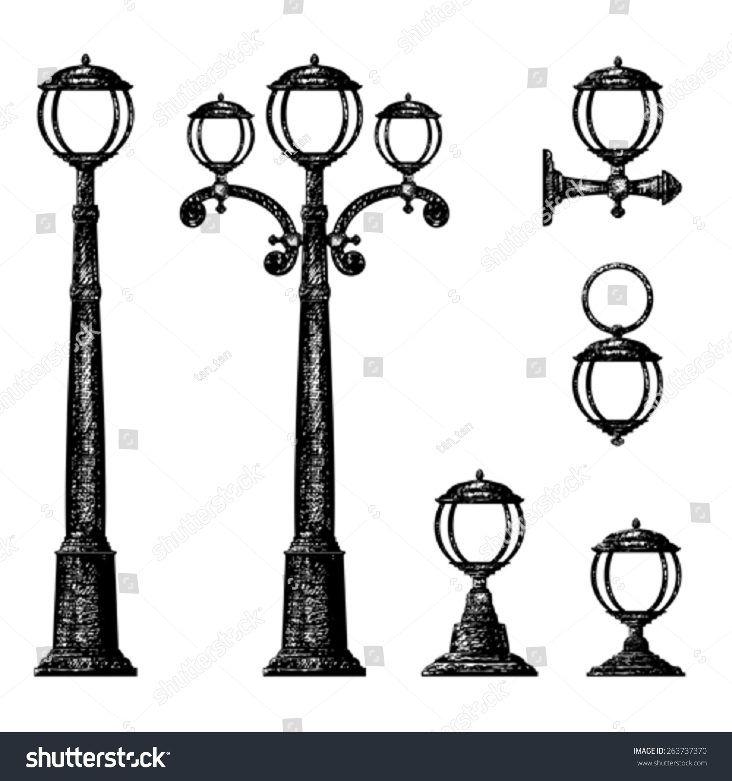 Sketch Street Light Vector Drawing Stock Vector (Royalty Free) 263737370