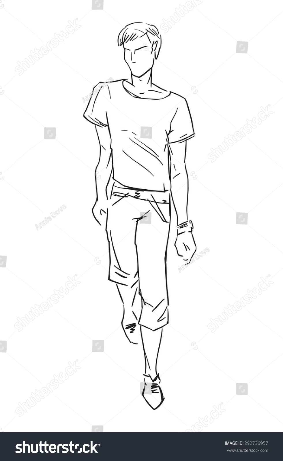 Sketch Man Shorts Shirt Stock Vector (Royalty Free) 292736957