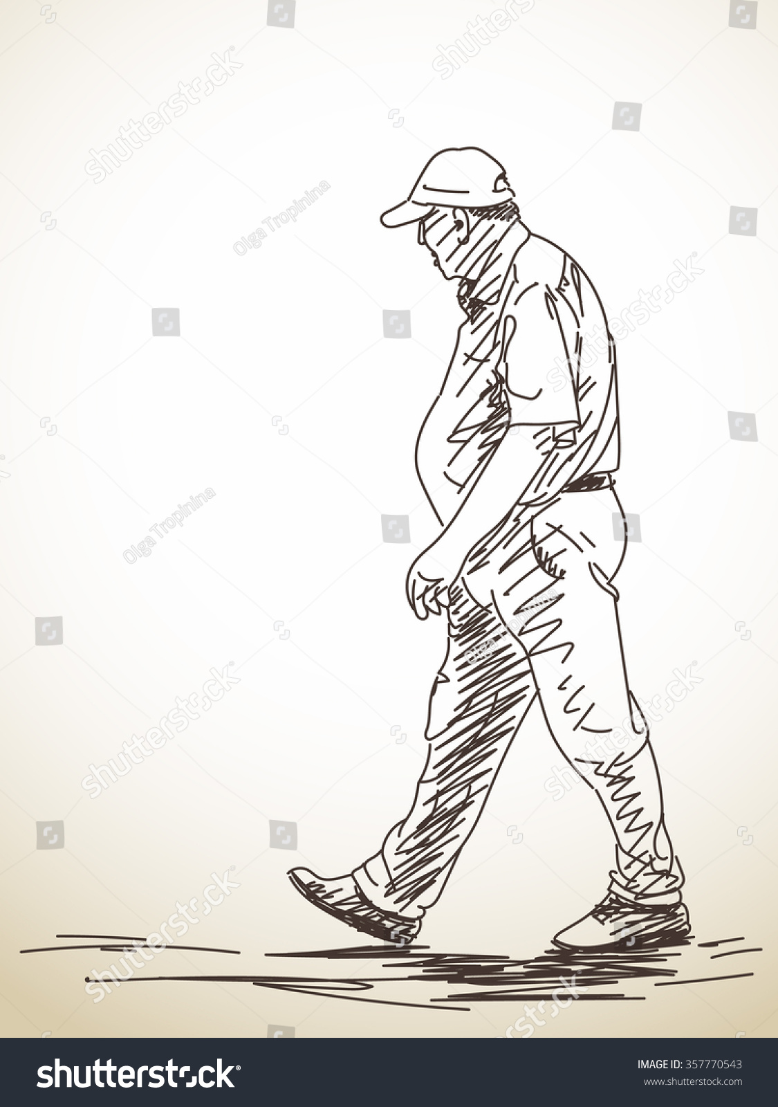 Sketch Walking Man Hand Drawn Illustration Stock Vector (Royalty Free ...