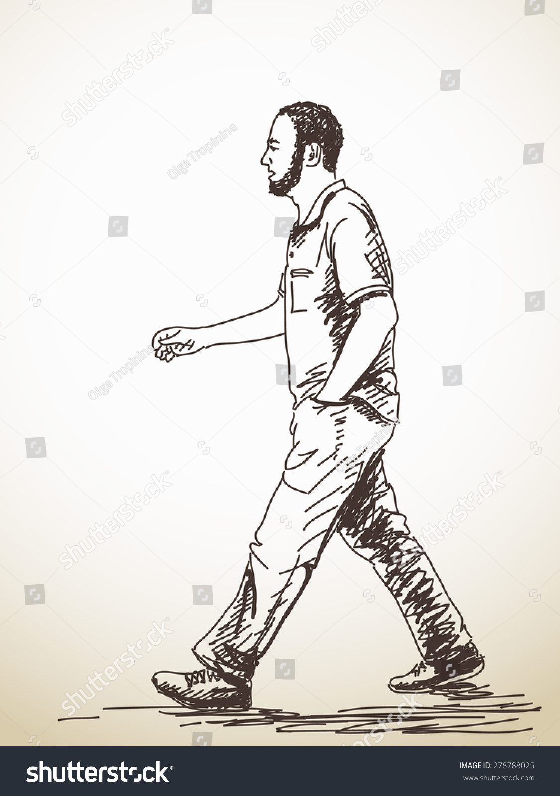 Sketch Walking Young Man Hand Drawn Stock Vector 278788025 - Shutterstock