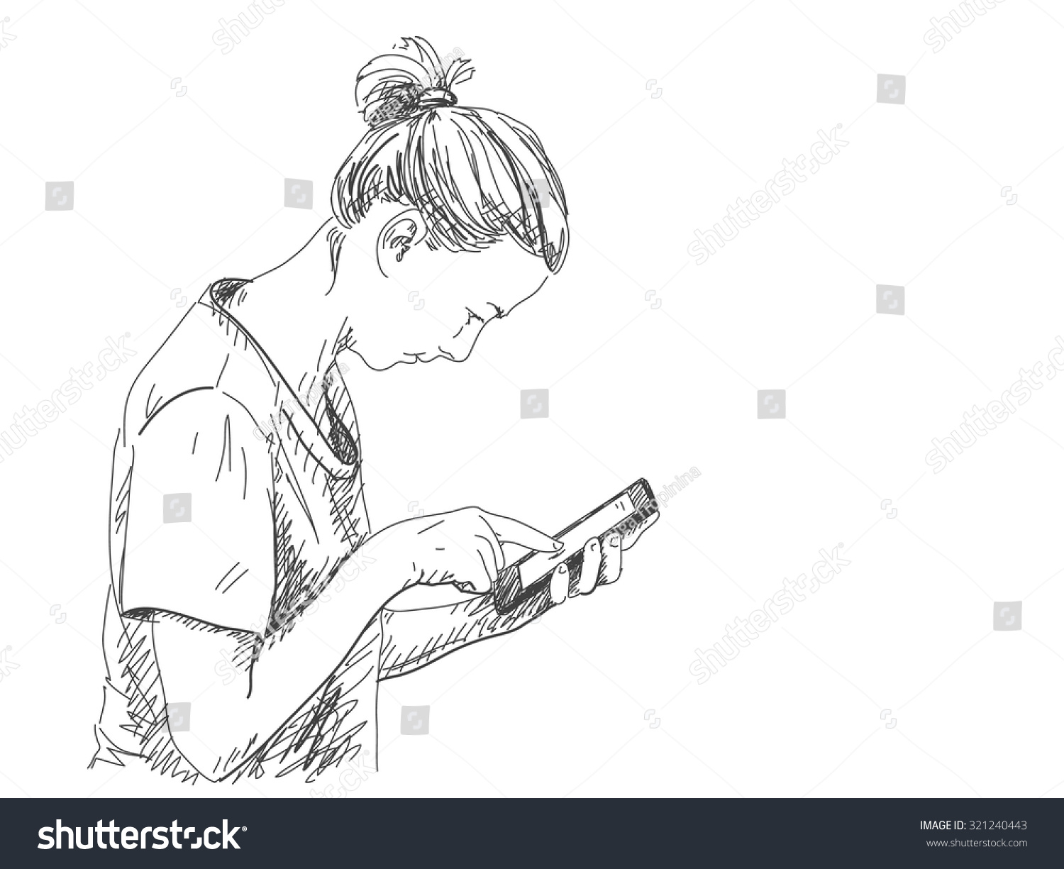 Sketch woman phone Images, Stock Photos & Vectors | Shutterstock