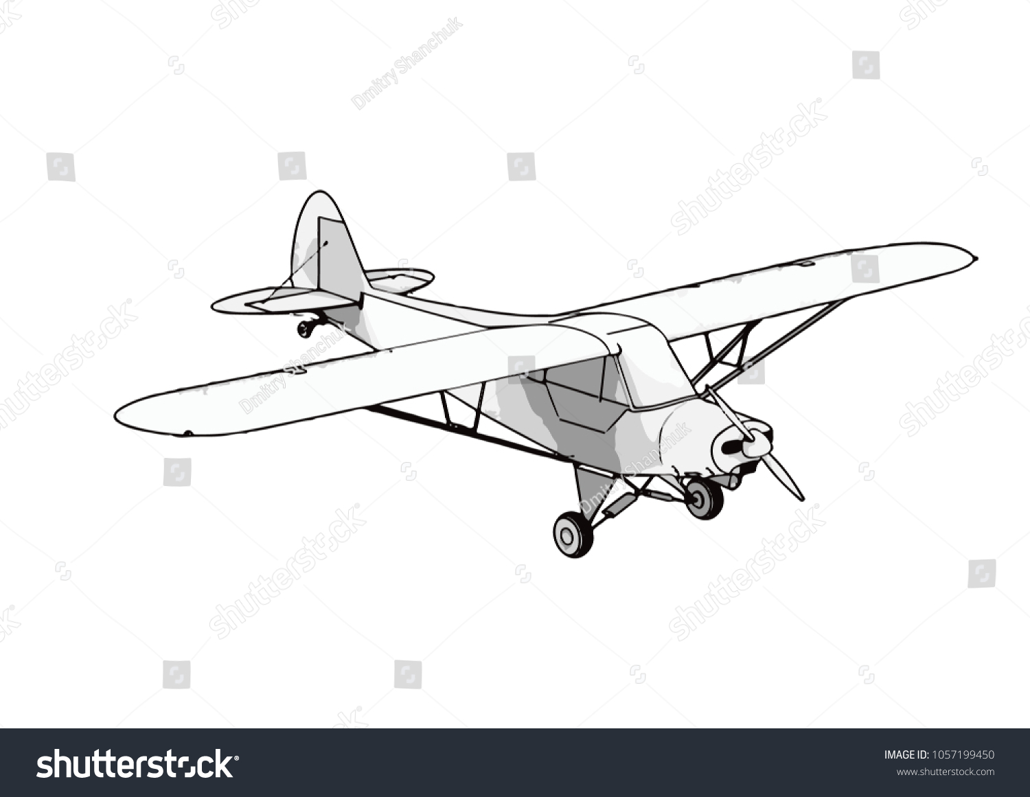 Sketch Plane Propeller Vector Stock Vector (Royalty Free) 1057199450 ...