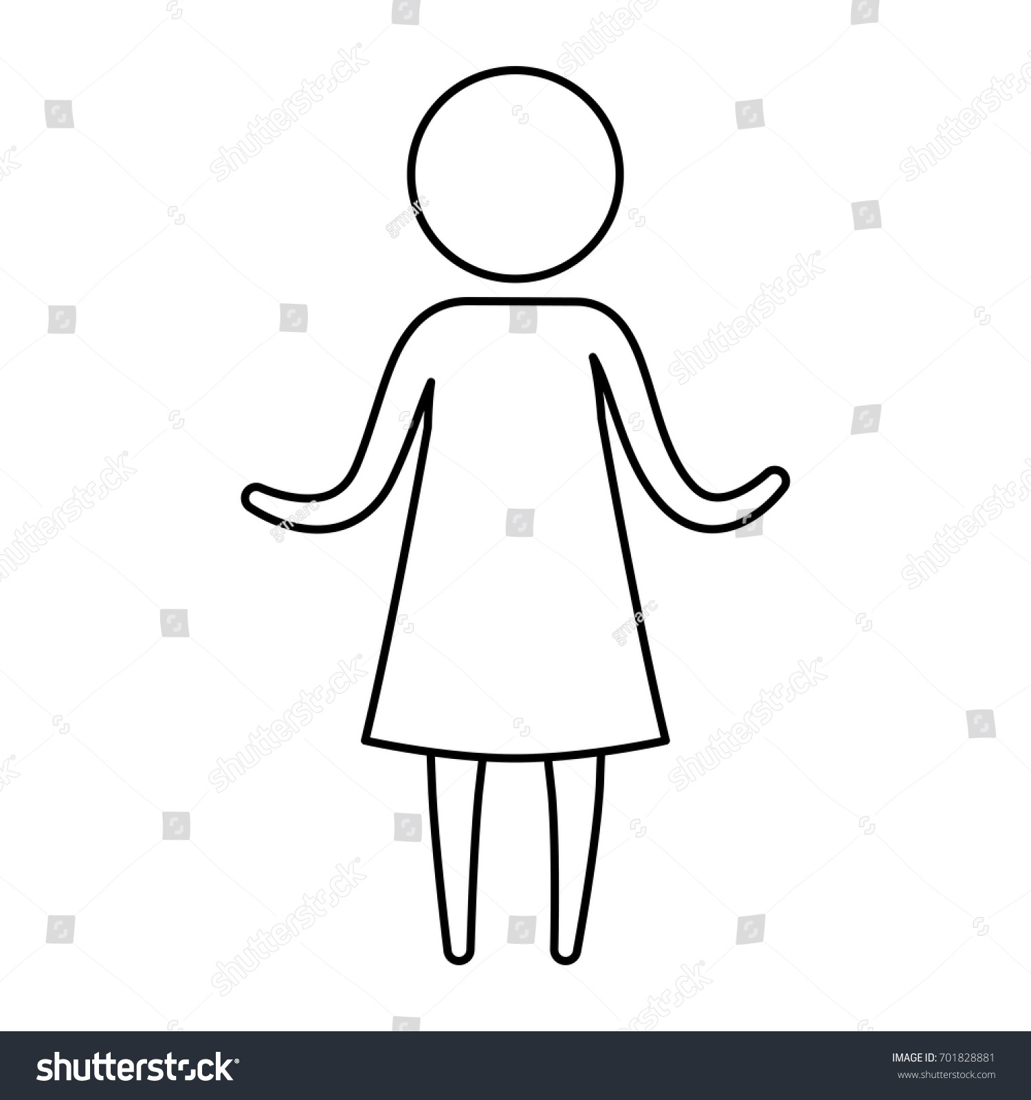 Sketch Silhouette Pictogram Woman Dress Hands Stock Vector (Royalty ...