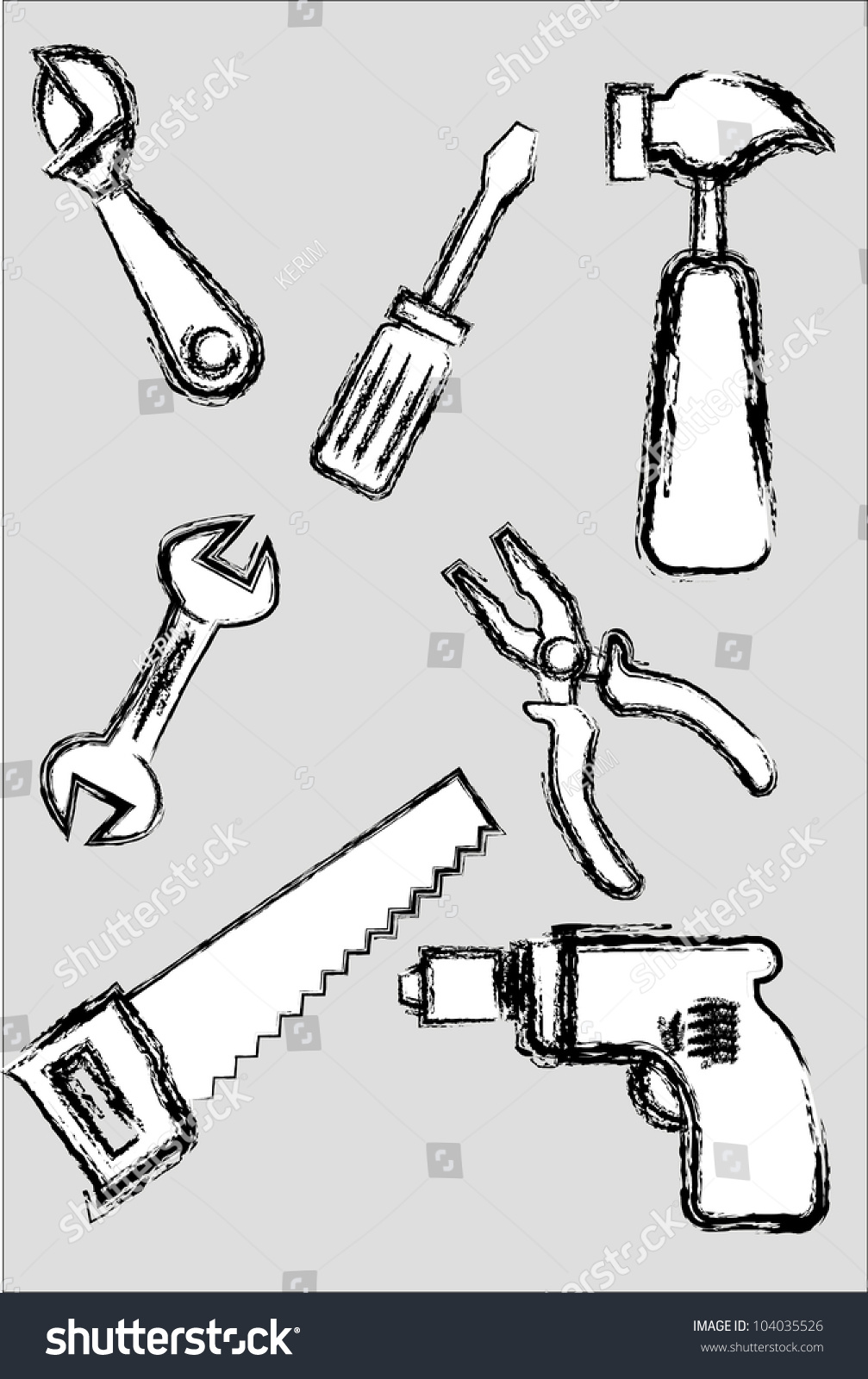 Sketch Style Hand Tools Collections Stock Vector (Royalty Free) 104035526