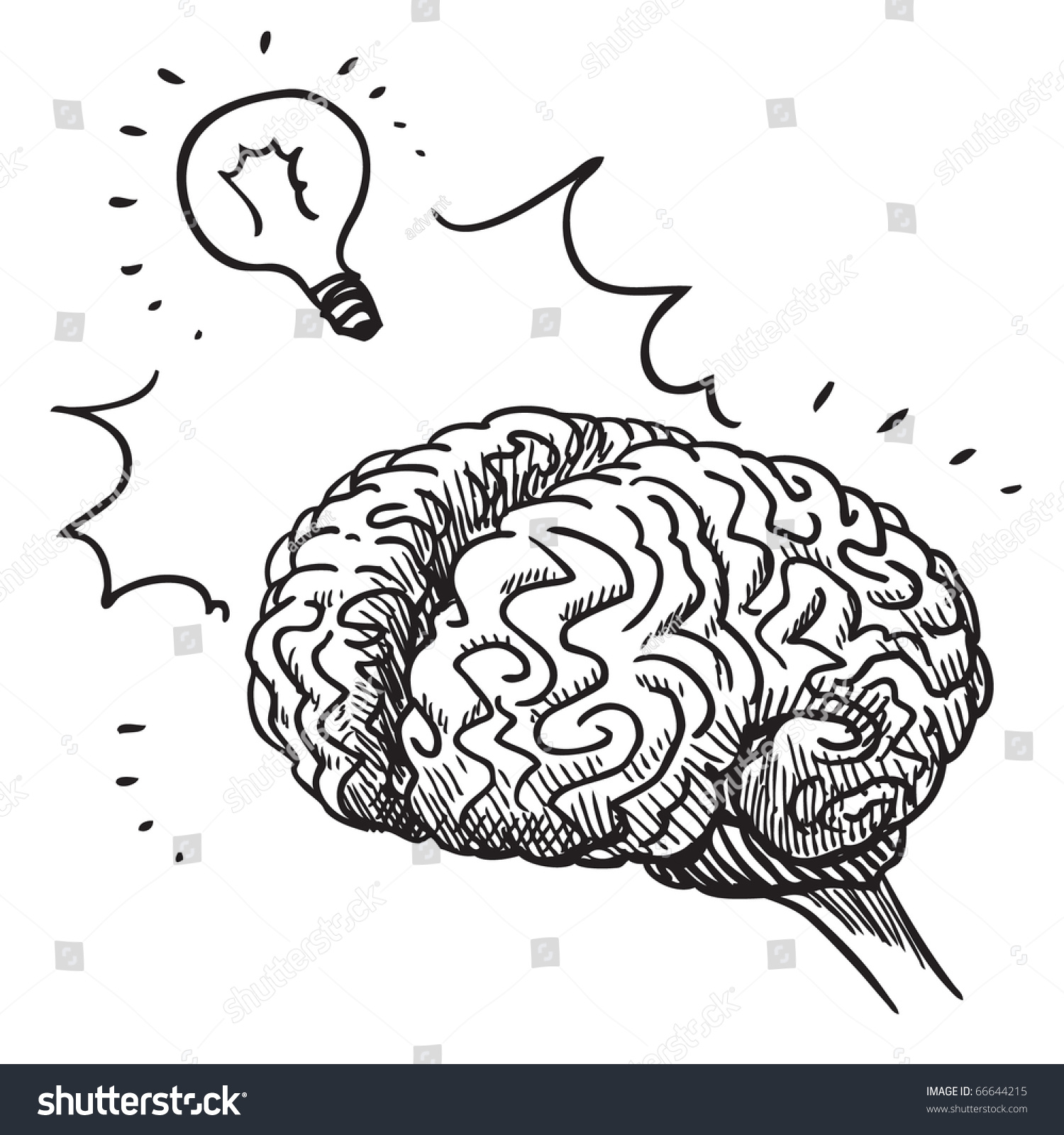 Sketch Style Illustration Of A Human Brain Having An Idea - 66644215 ...