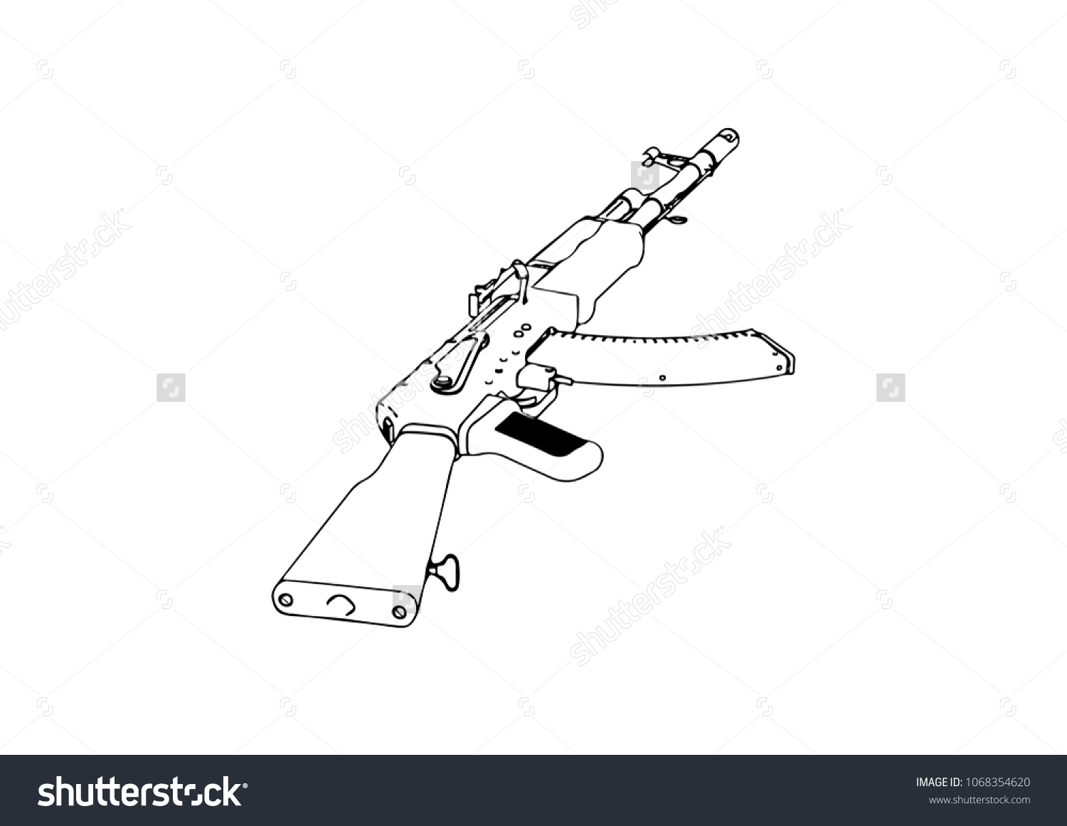 Sketch Submachine Gun Vector Stock Vector (Royalty Free) 1068354620 ...