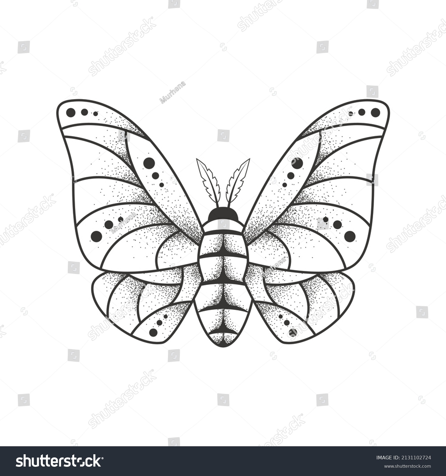 Sketch Tattoo Outline Insect Isolated Linear Stock Vector (Royalty Free ...