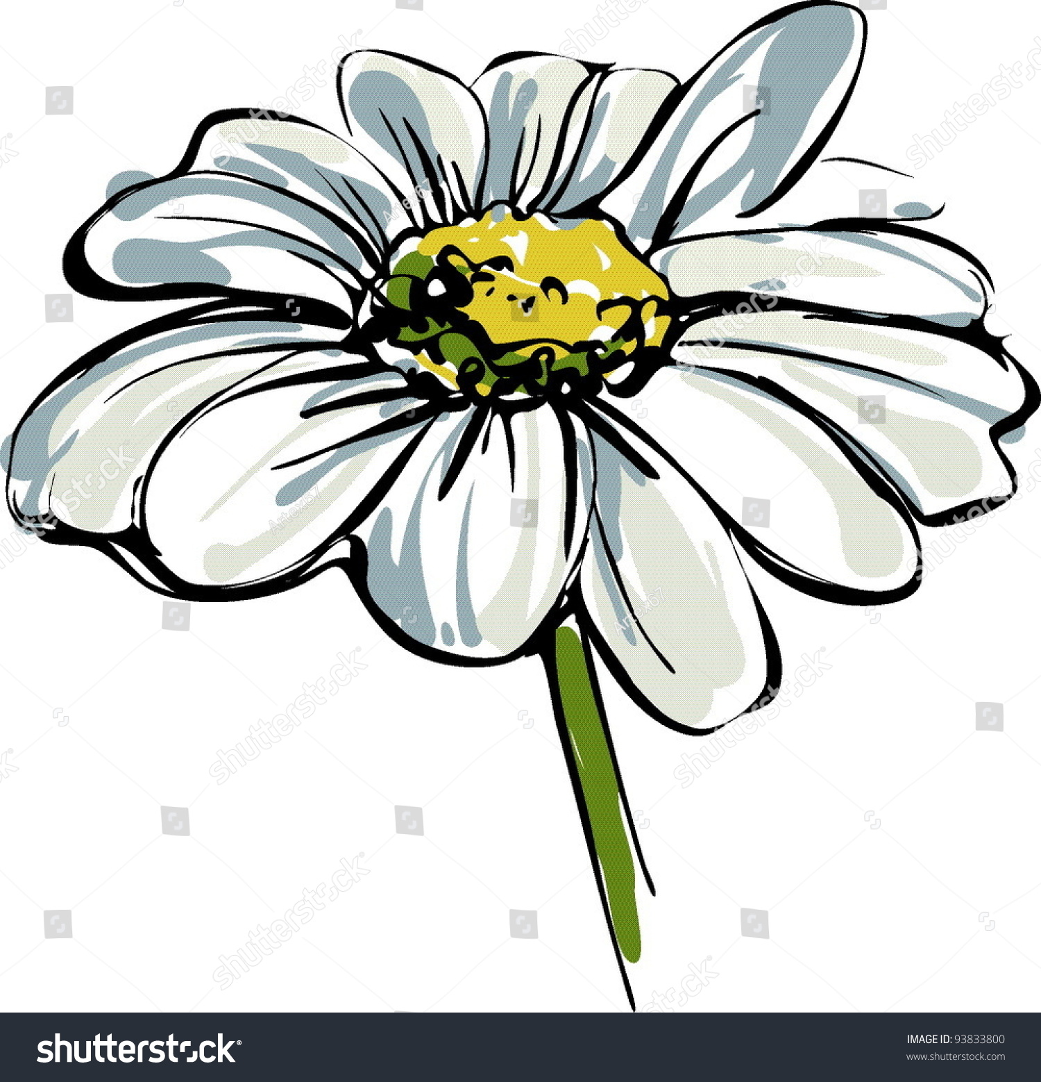 Sketch Wild Flower Resembling Daisy Stock Vector 93833800 - Shutterstock