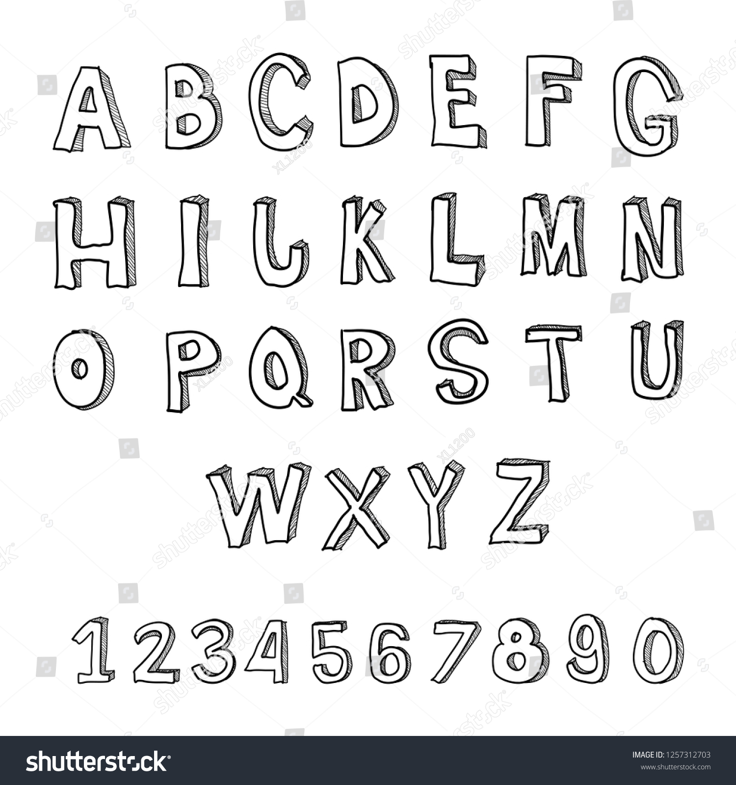 Sketched Alphabet Vector On White Background Stock Vector (Royalty Free ...