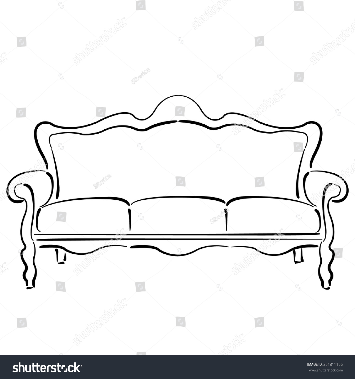 Sketched Sofa Couch Couch Sketch Vector Stock Vector 351811166 ...