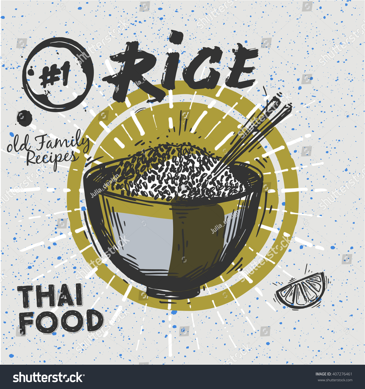 Sketched Style Rice Different Sketched Elements Stock Vector (Royalty ...