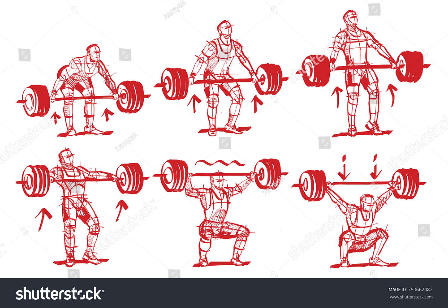 SVG of sketches weightlifter push and pull the bar svg