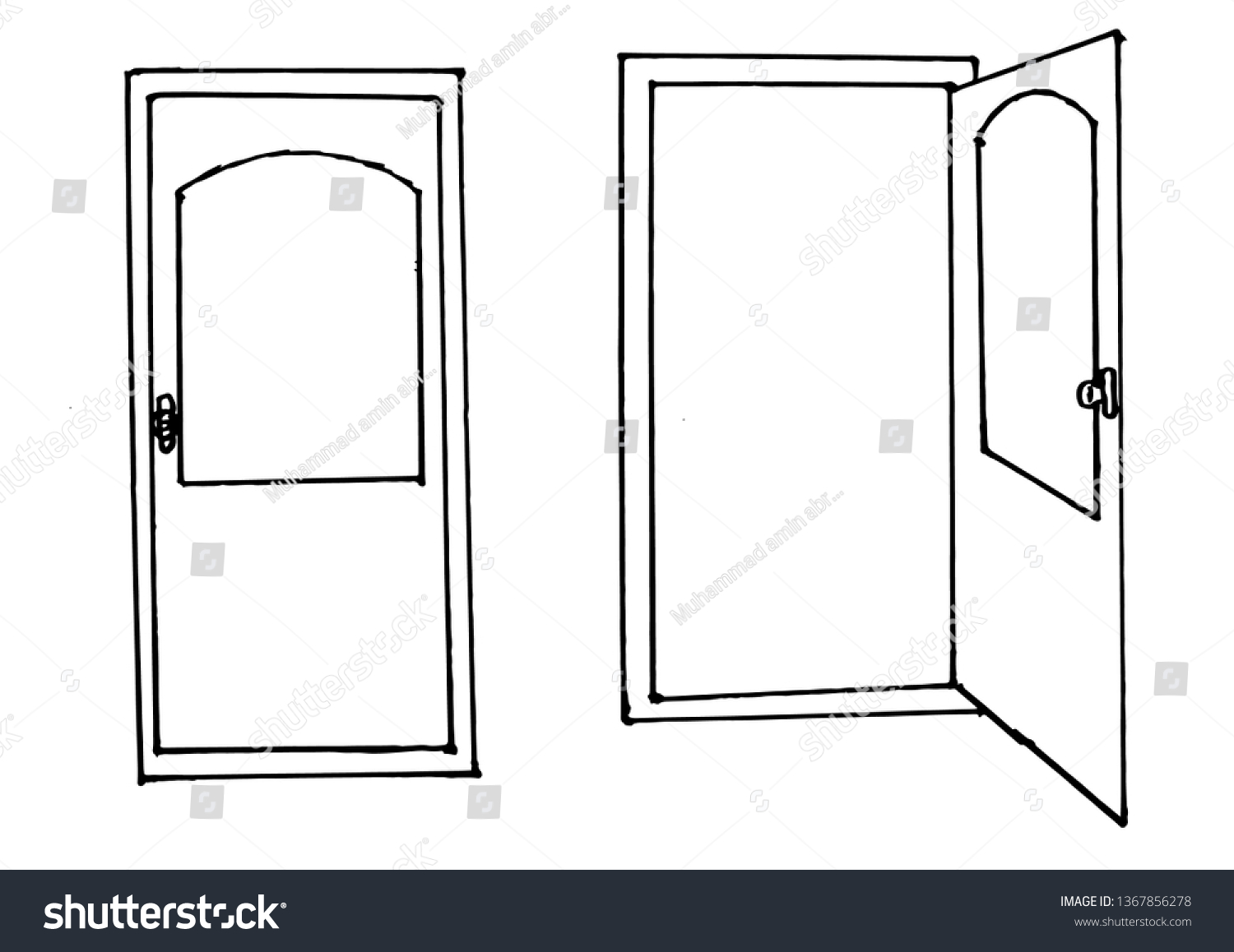 Sketching Pictures Open Door Hands Closed Stock Vector (Royalty Free ...