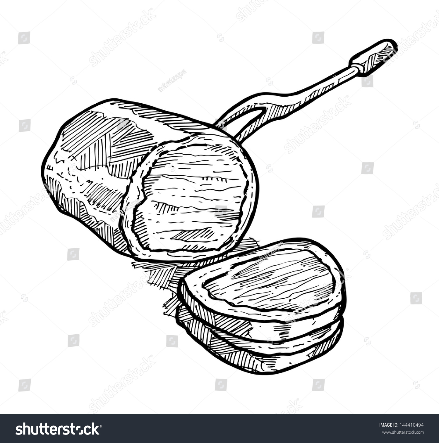 black and white meat with carving fork clip art preview