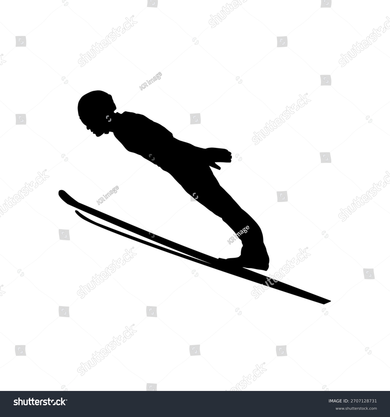 black ski jumper silhouette in mid-air clip art preview