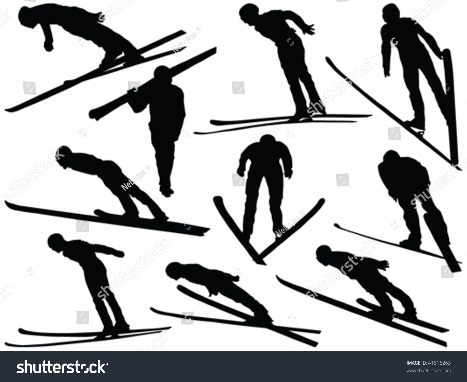 Ski Jumping Silhouette Collection Vector Stock Vector 41816263 ...