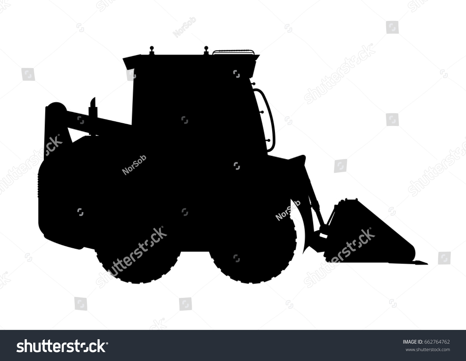 black silhouette skid steer loader clip art preview