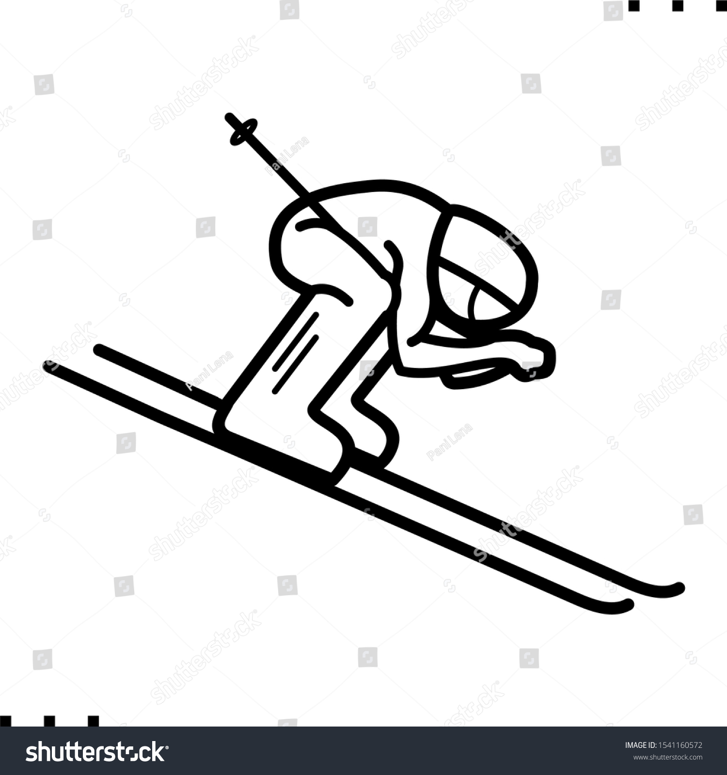 Skier Line Art Icon Black Aesthetic Stock Vector (Royalty Free ...