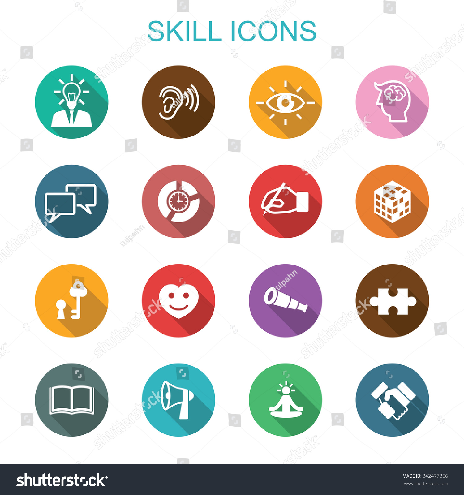 Skill Long Shadow Icons Flat Vector Stock Vector (Royalty Free ...