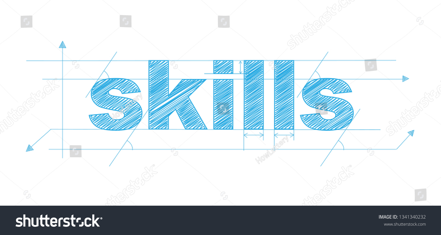 Skills Technical Lettering Typography Stock Vector (Royalty Free ...