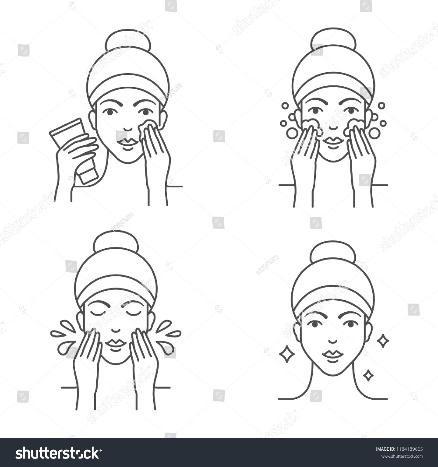 Skin Cleansing Icons Stock Vector (Royalty Free) 1184189665 | Shutterstock