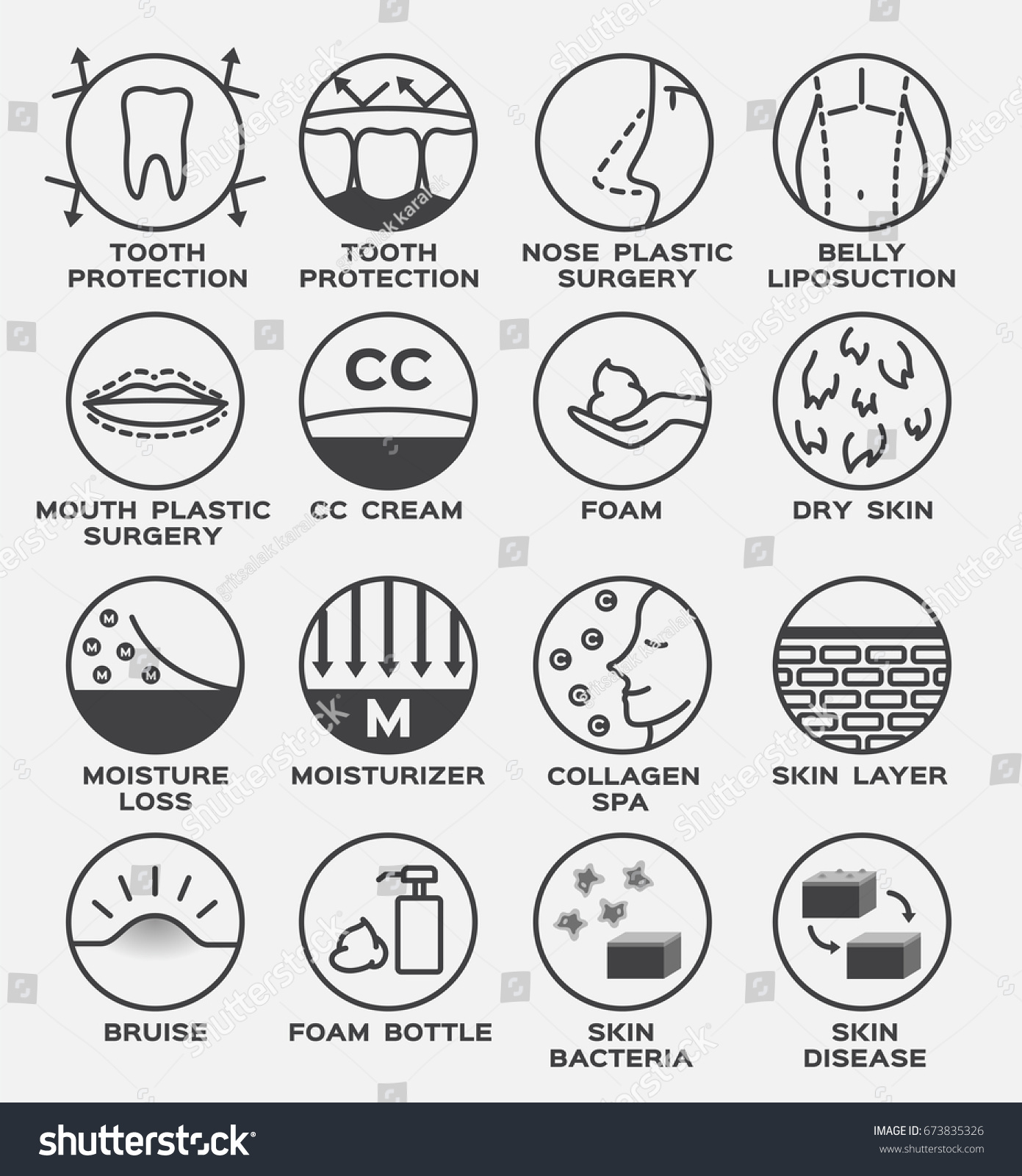 Skin Icon Vector Set Tooth Protection Stock Vector (Royalty Free) 673835326