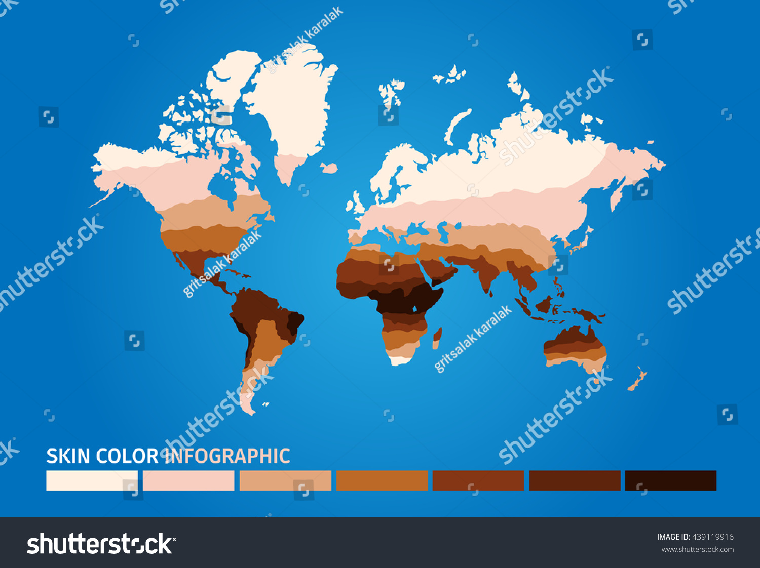 Skin World Map Color Infographic Dark Stock Vector Royalty Free