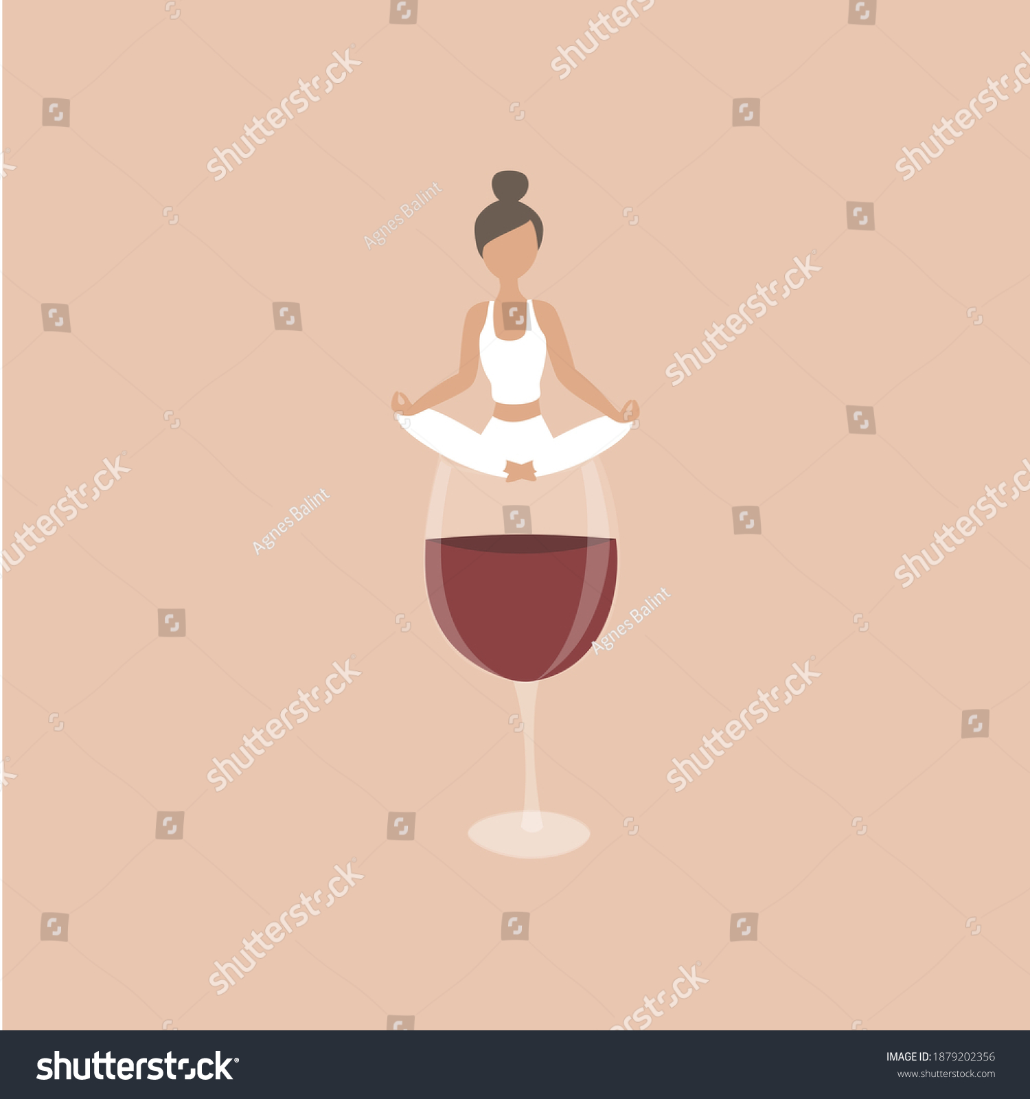 SVG of Skinng woman doing yoga with a big glass of read wine. Wine lover concept svg