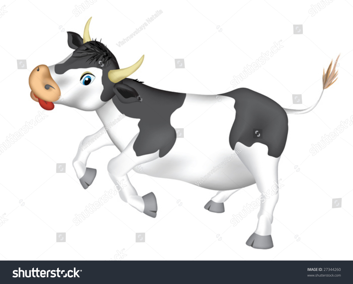 Skipping Cow On White Background Stock Vector (Royalty Free) 27344260 ...