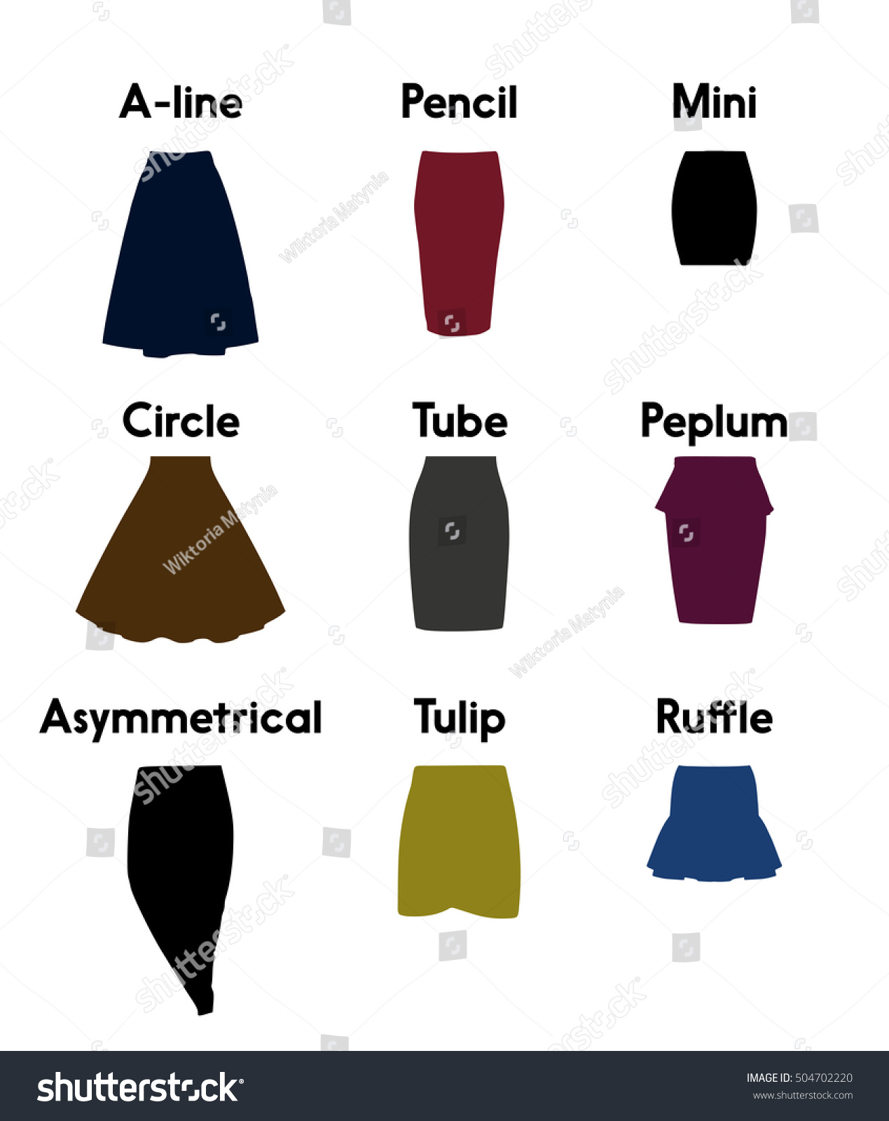 Skirt Types Vector - 504702220 : Shutterstock
