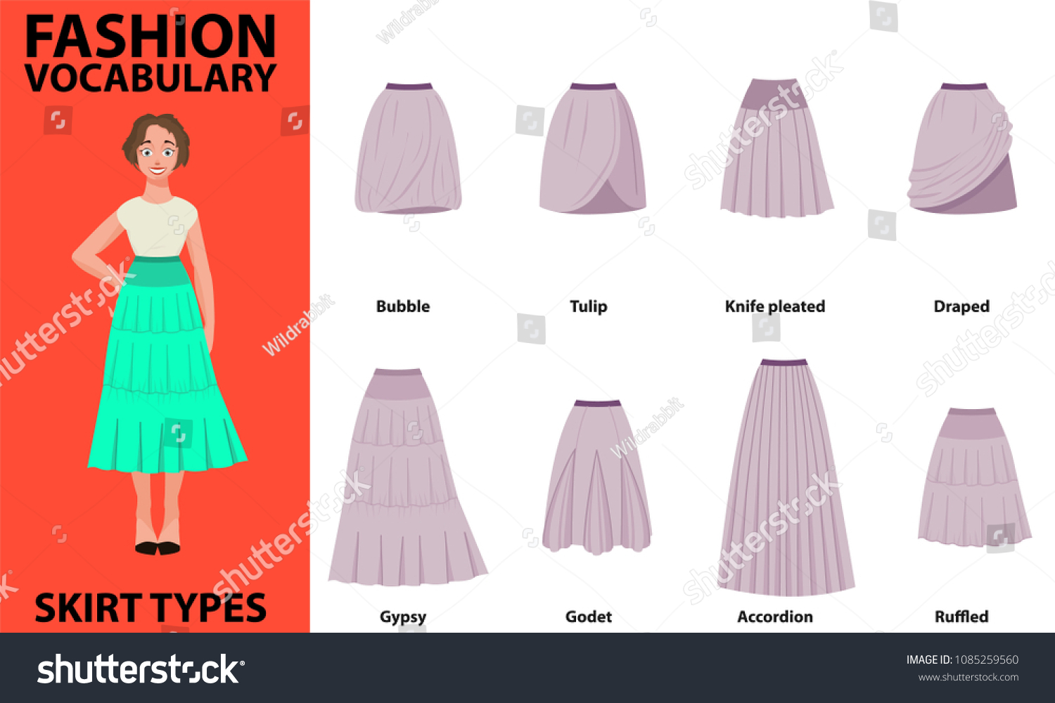 Skirt Vocabulary Collections Standard Classic Simple Stock Vector ...