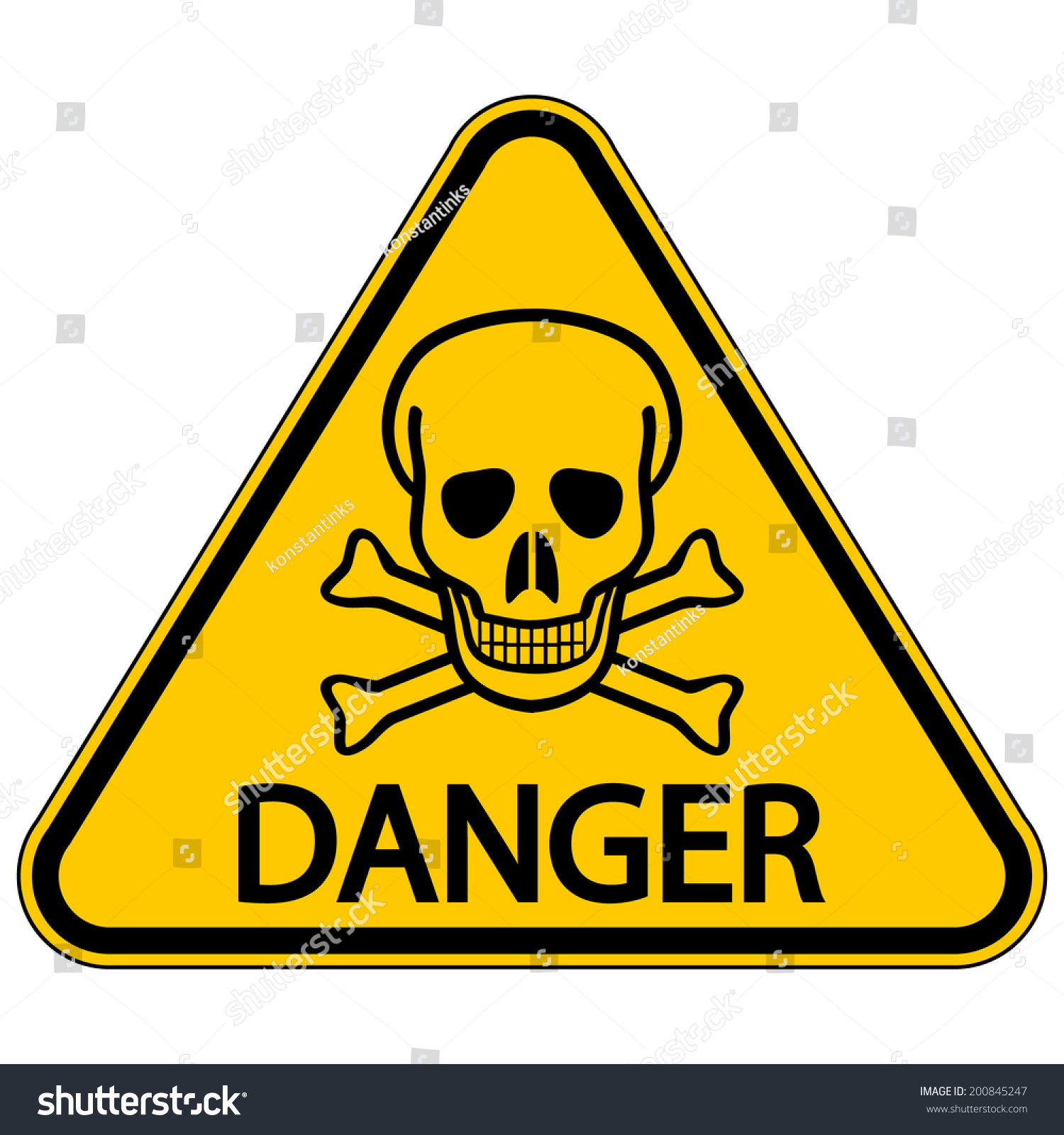 Skull And Bones Danger Triangular Sign. Vector Illustration ...