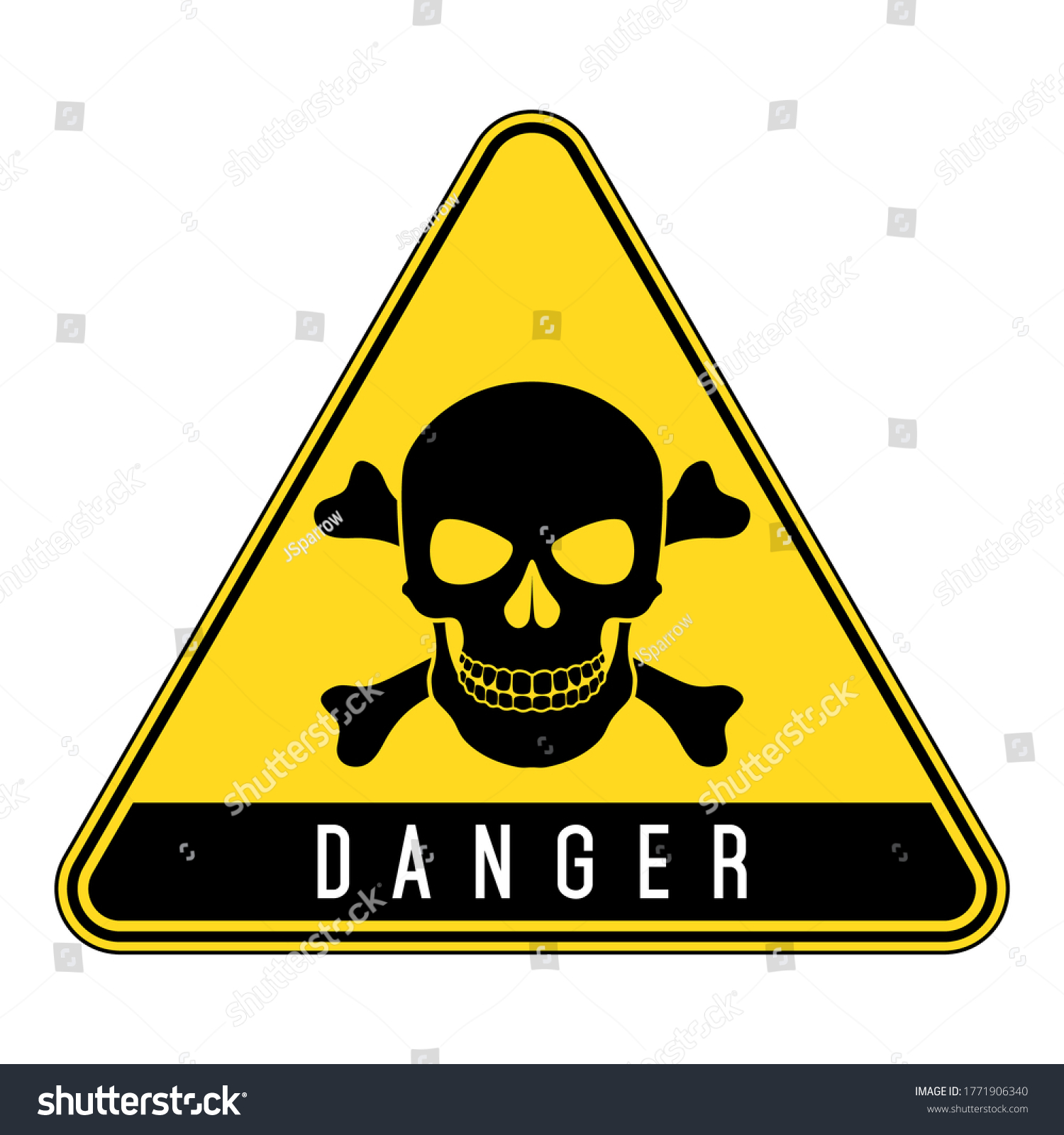 Skull Bones Warning Sign Danger Sign Stock Vector (Royalty Free) 1771906340