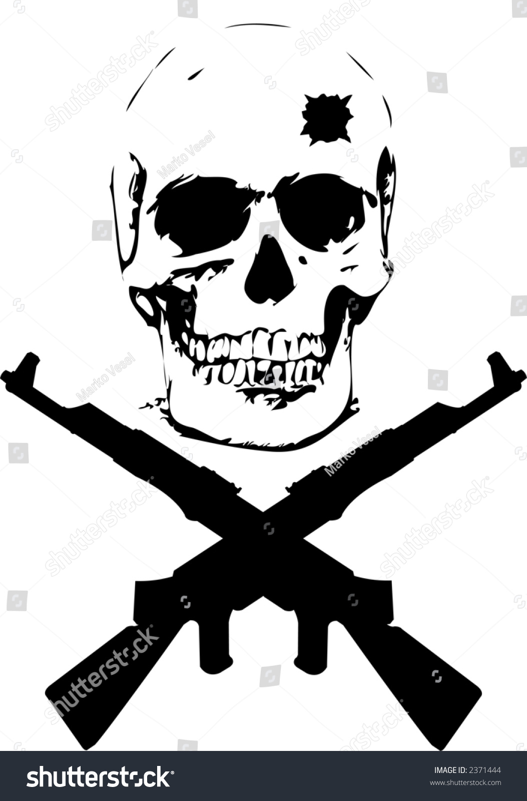 Skull Guns Vector Illustration Stock Vector 2371444 - Shutterstock