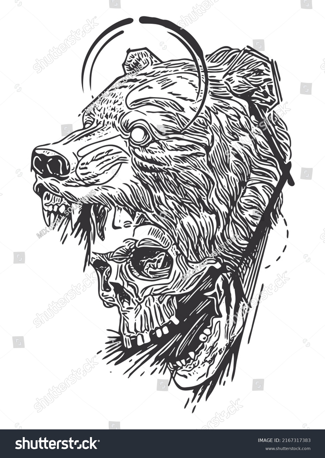 Skull Apache Tattoo Design Vector Illustration Stock Vector (Royalty ...