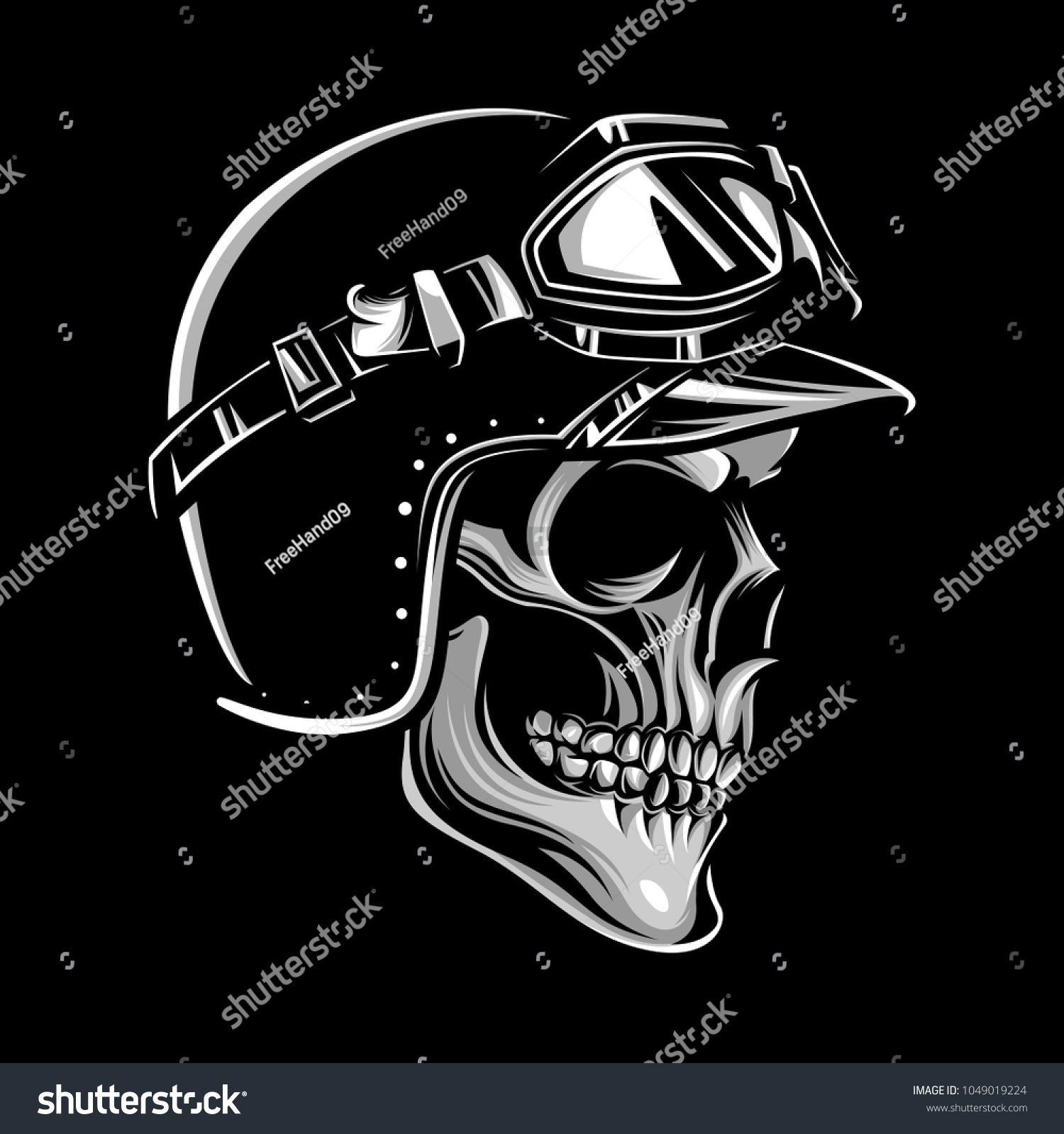 Skull Biker Logo Emblem Stock Vector (Royalty Free) 1049019224