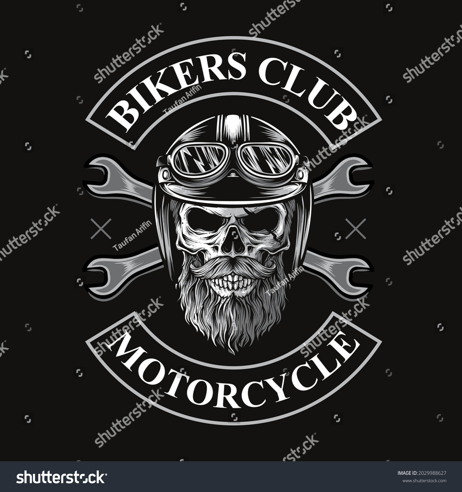 Skull Biker Crossed Wrenches Logo Stock Vector (Royalty Free ...