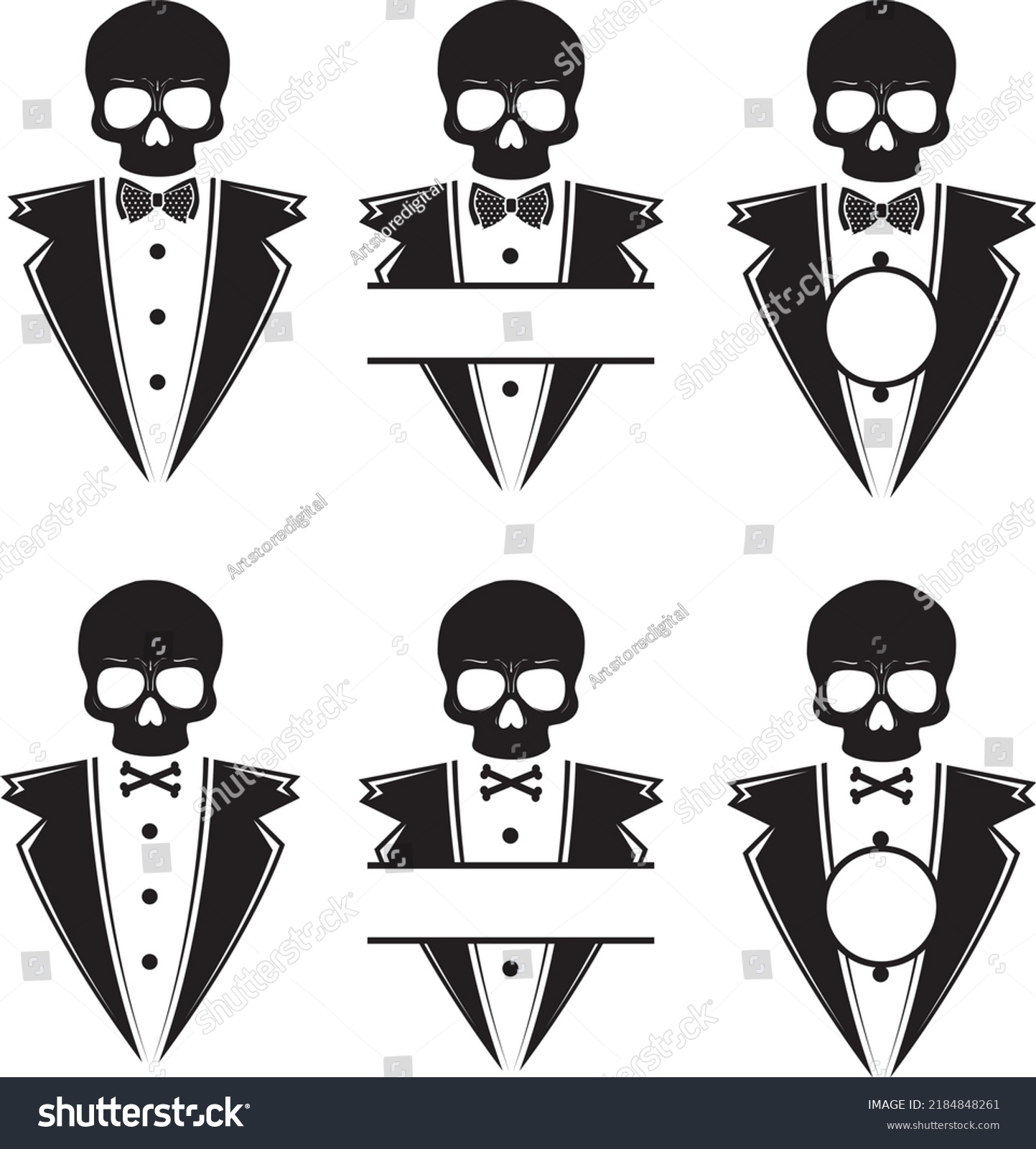 SVG of Skull Bow Tie Halloween Vector File svg
