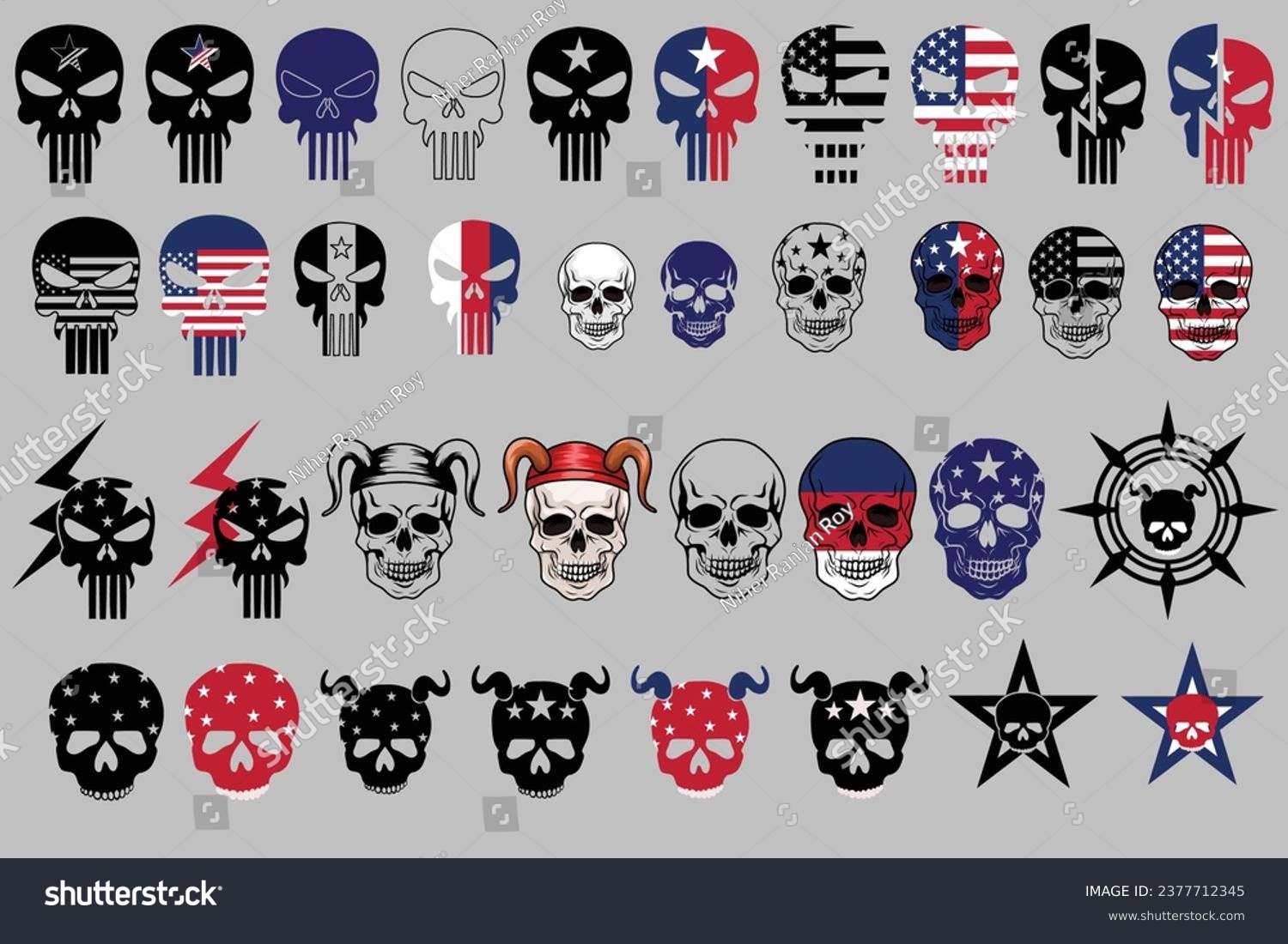 SVG of Skull Bundle Pack, American Flag Skull, Skull, USA Skull, USA Patriot for cutting Machine Files svg