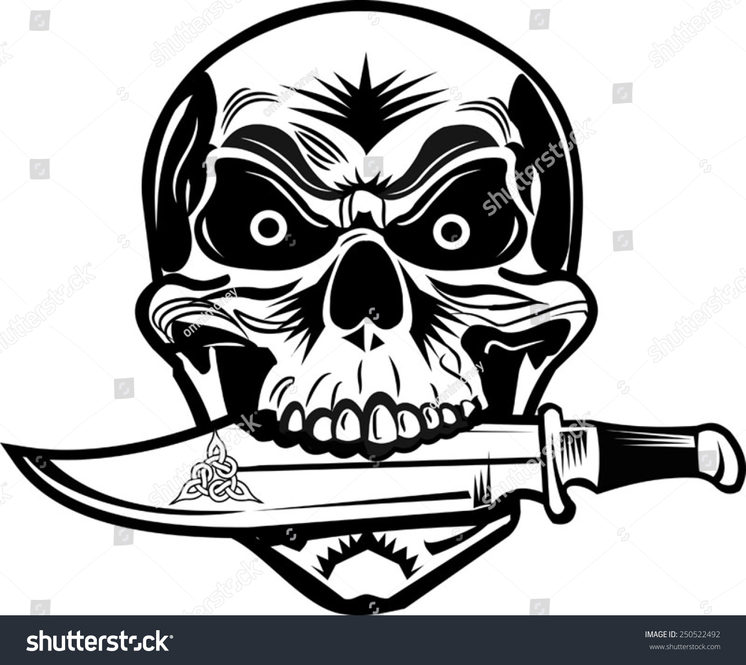 Skull Dagger Knife Stock Vector Illustration 250522492 : Shutterstock