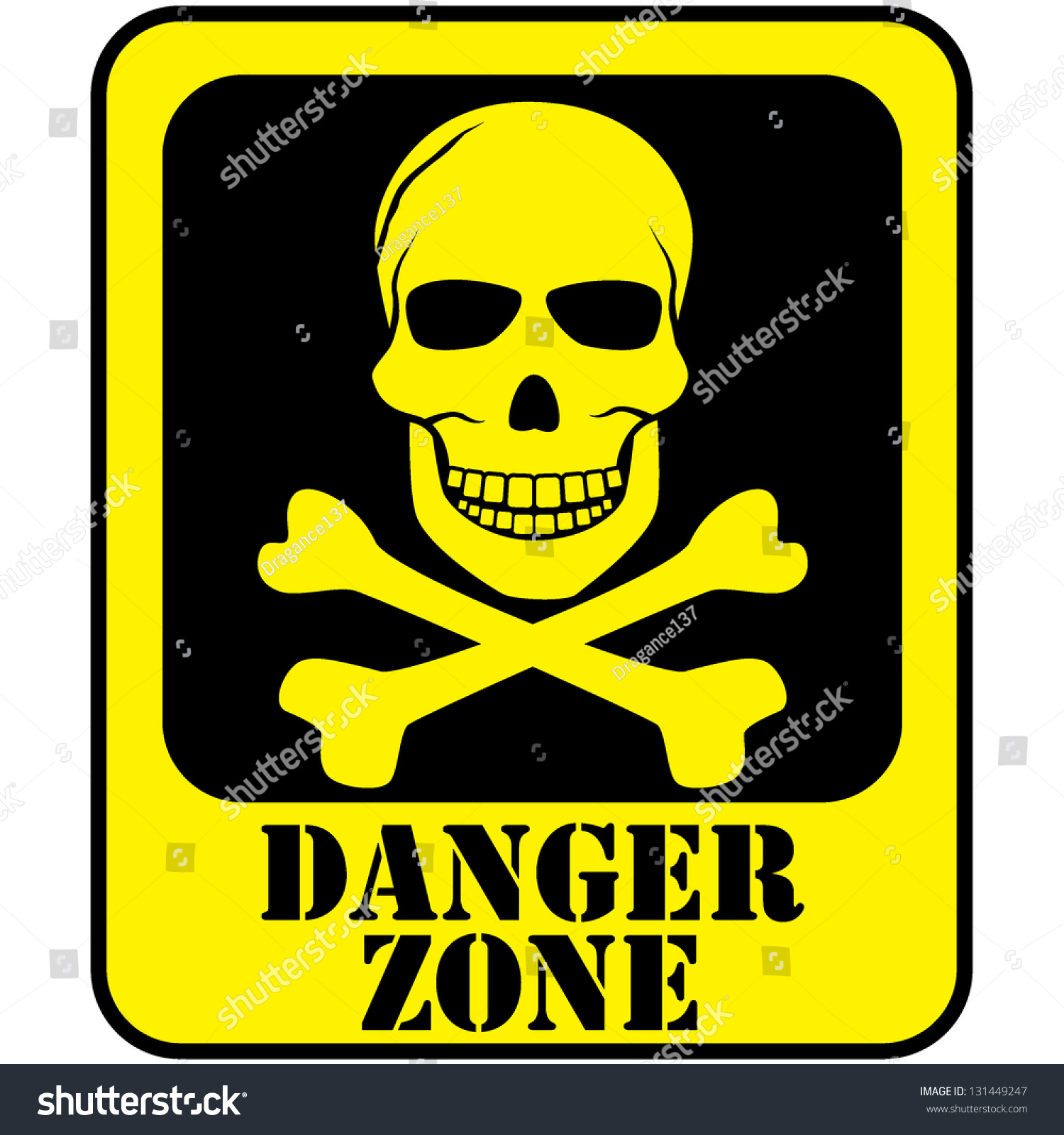 Skull Danger Sign Deadly Danger Sign Stock Vector 131449247 - Shutterstock