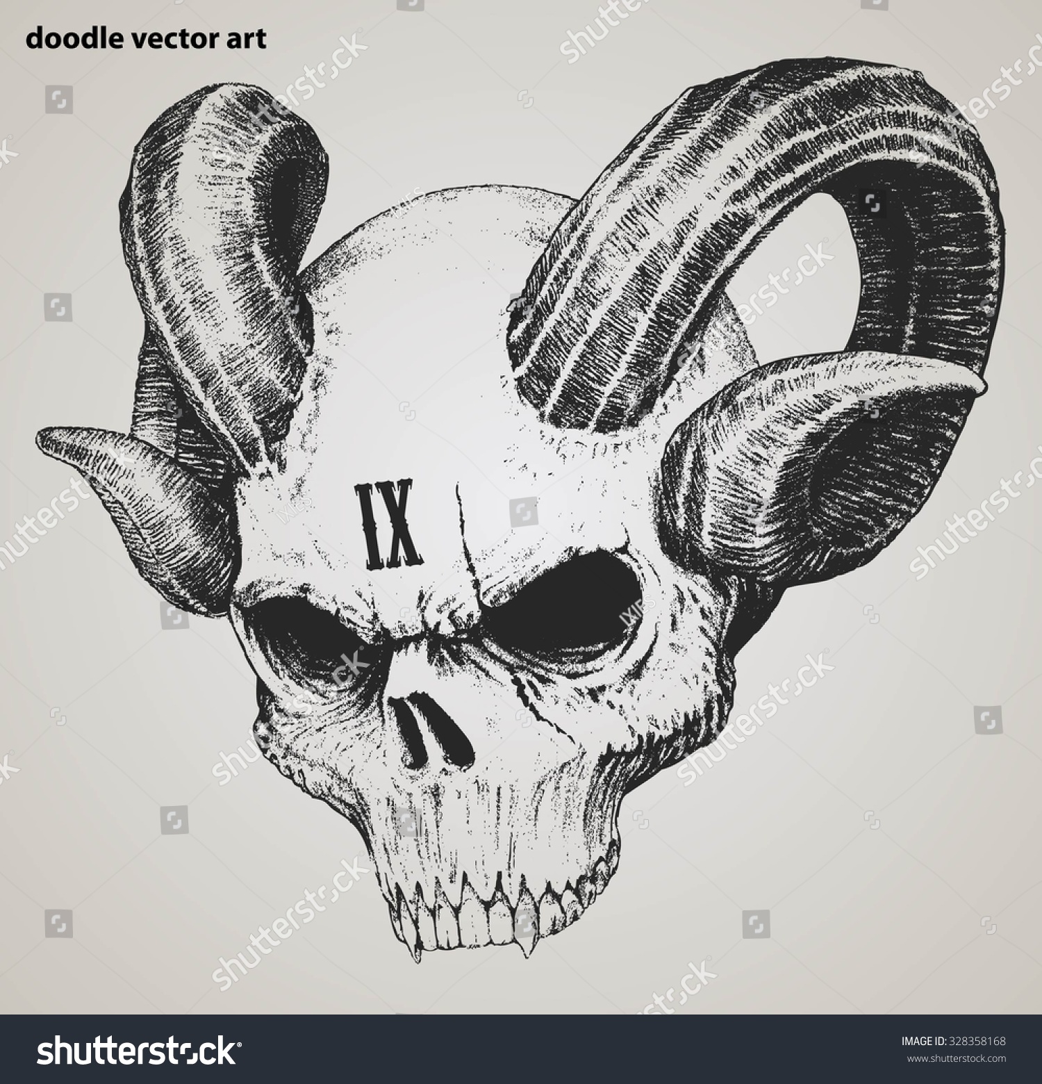 Skull Demon Or Evil Doodle Horror Stock Vector 328358168 : Shutterstock