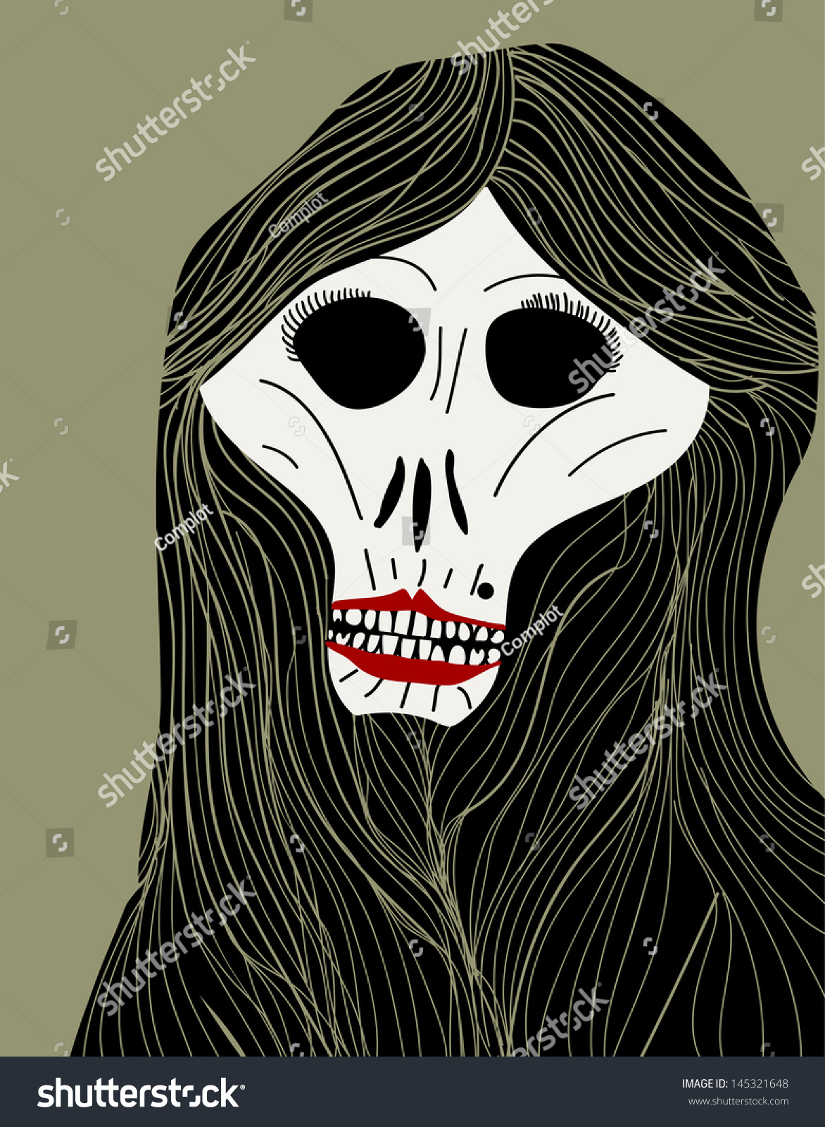 Download Skull Face Woman Stock Vector 145321648 - Shutterstock