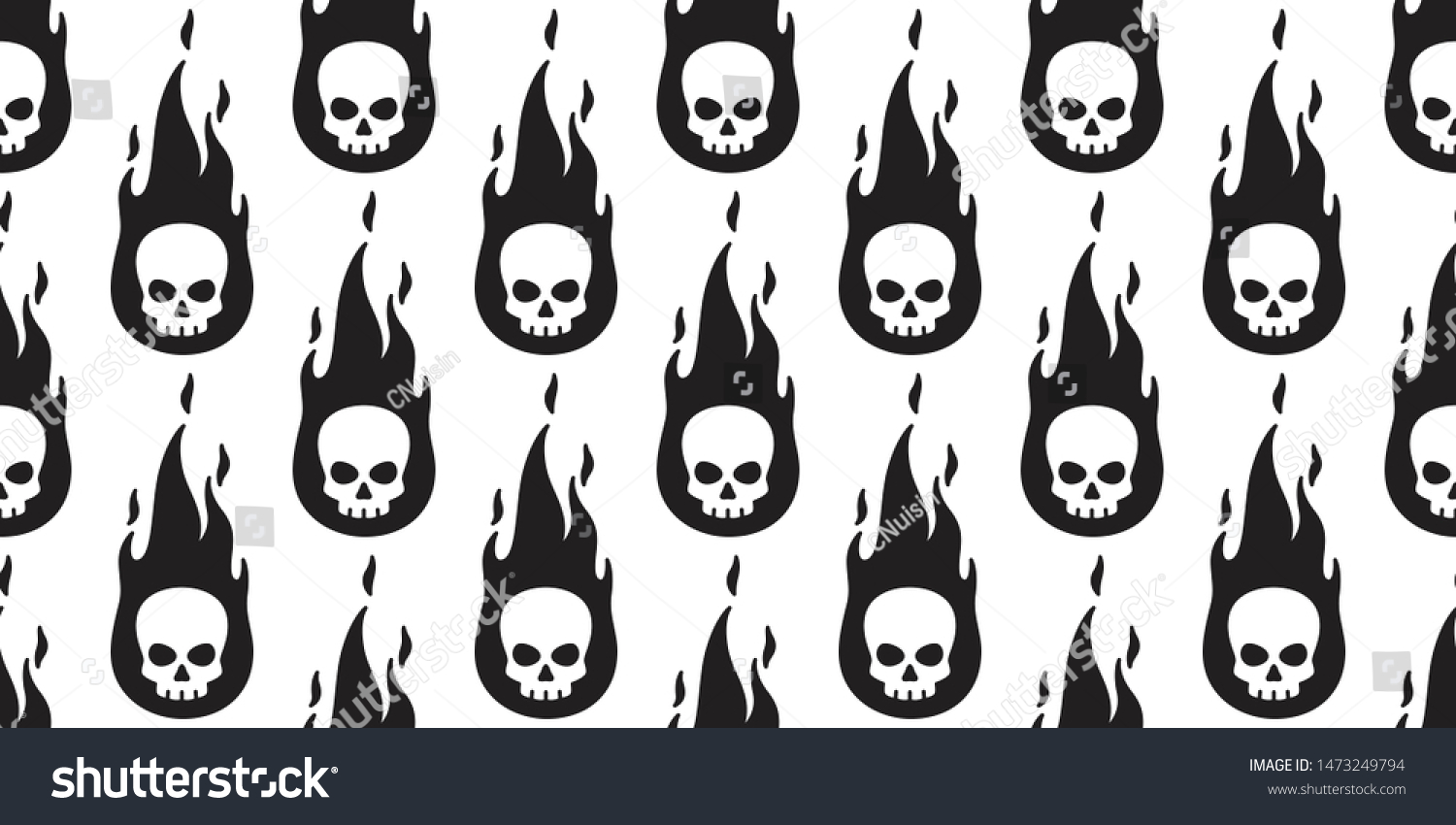 Skull Fire Seamless Pattern Halloween ...