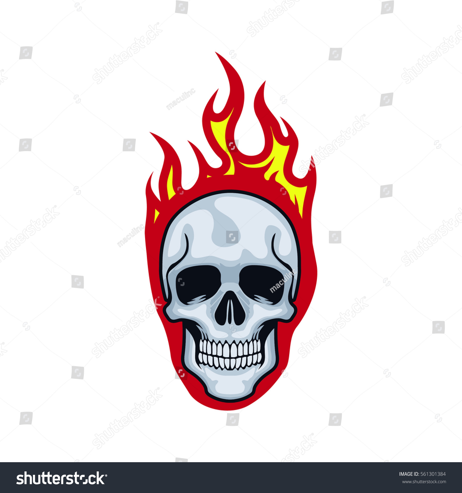 Skull Flames Front Face Logo Vector Stock Vector (Royalty Free ...