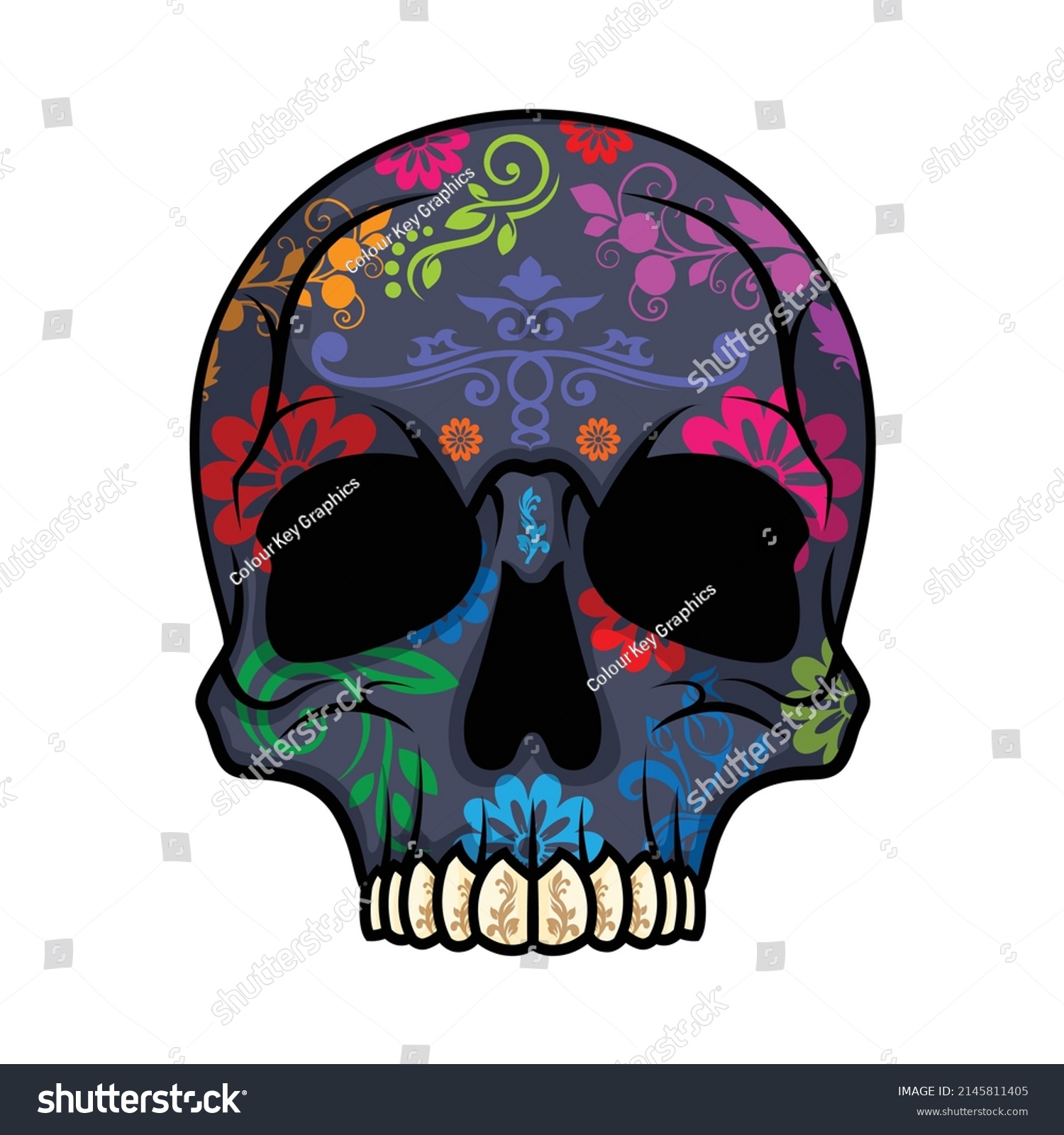 SVG of Skull Flower Vector Art Illustration svg