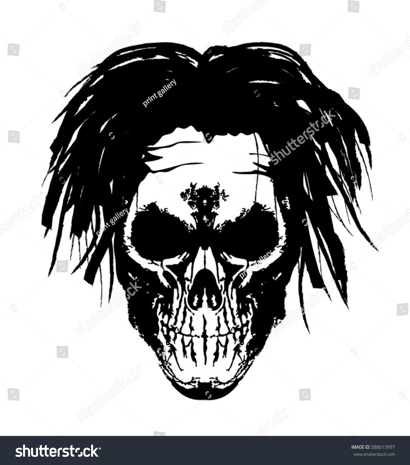 Skull Hair T Shirt Graphics Stock Vector 588013997 - Shutterstock